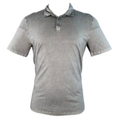 JOHN VARVATOS Polo de manga corta de algodón jaspeado gris talla M