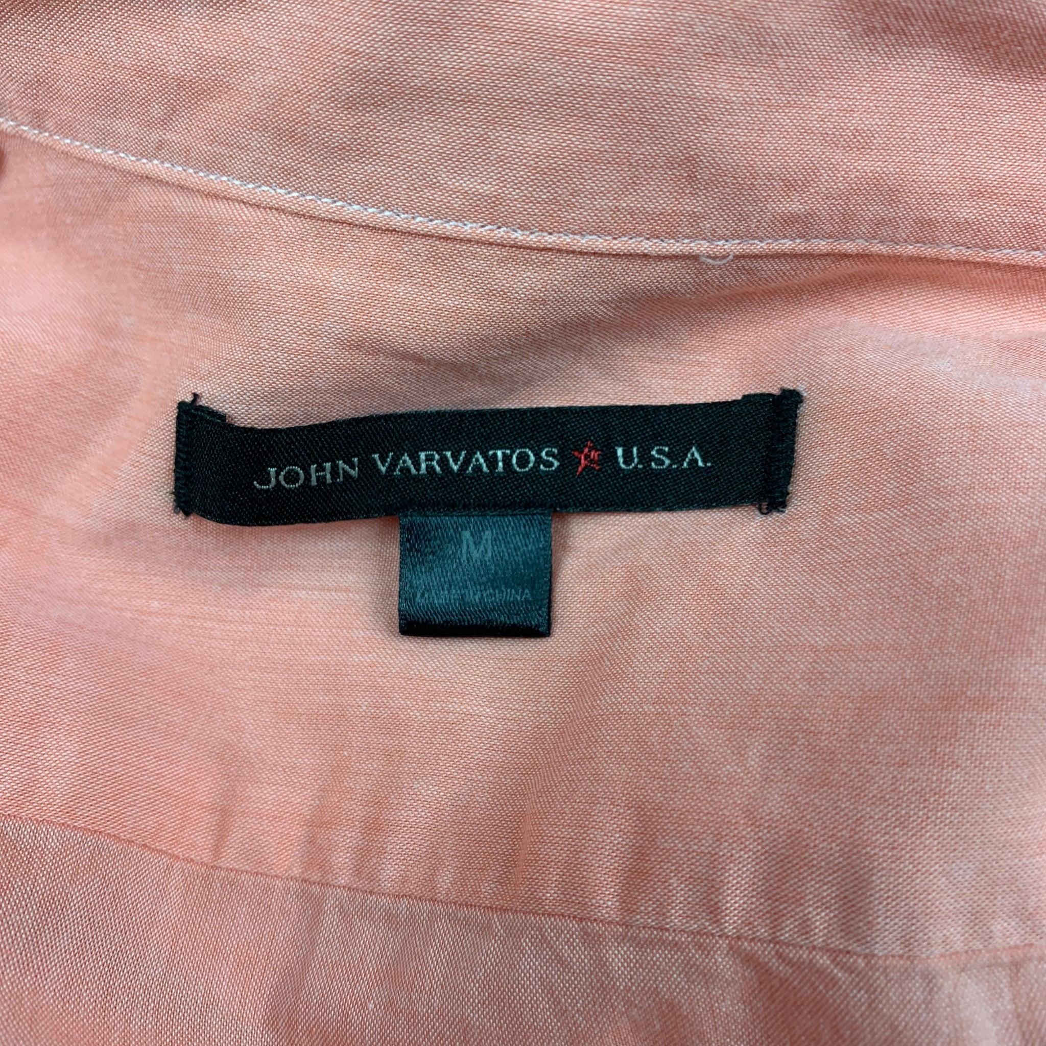 Men's JOHN VARVATOS Size M Salmon Button Up Long Sleeve Shirt For Sale
