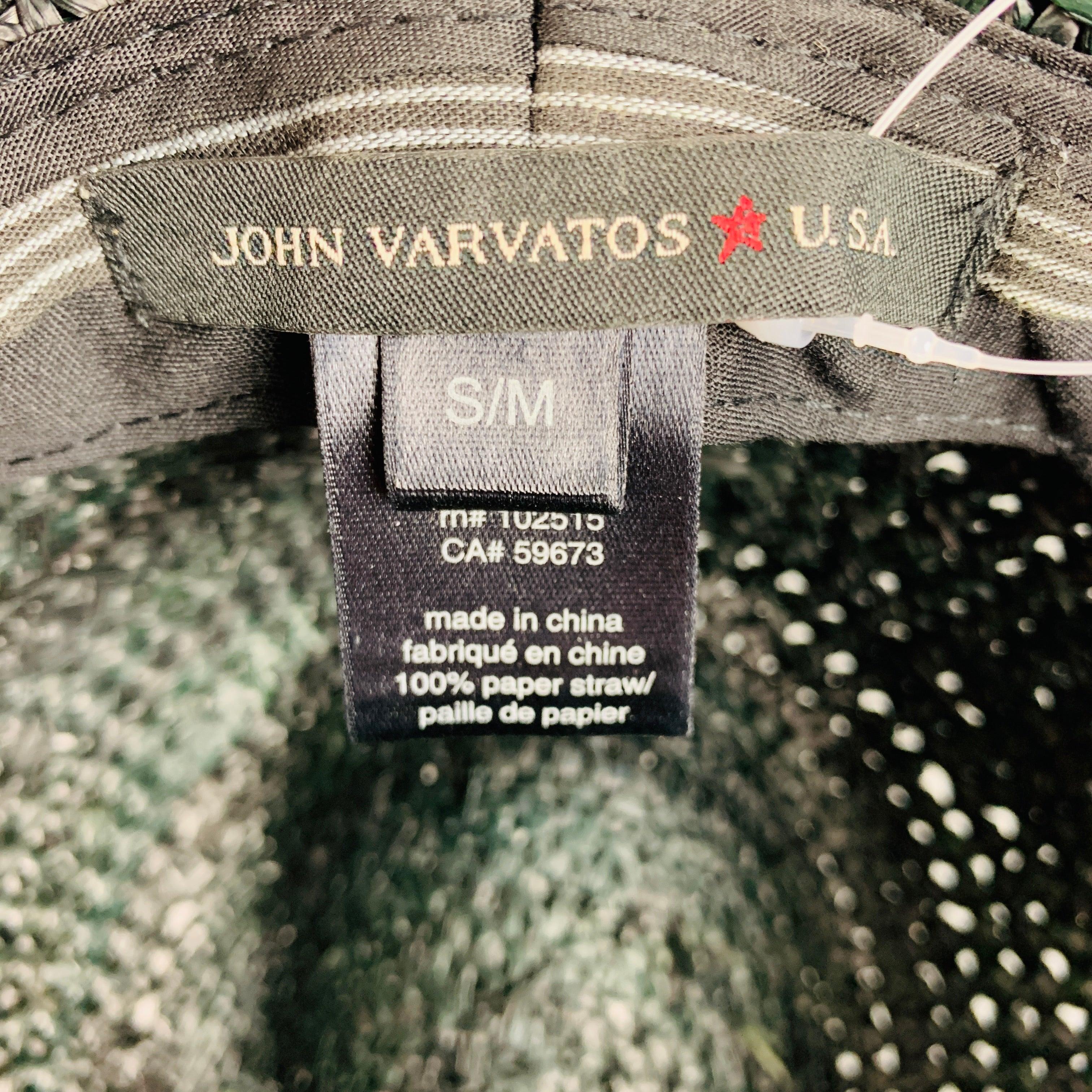 JOHN VARVATOS Size S/M Black Woven Paper Yarn Hats For Sale 4