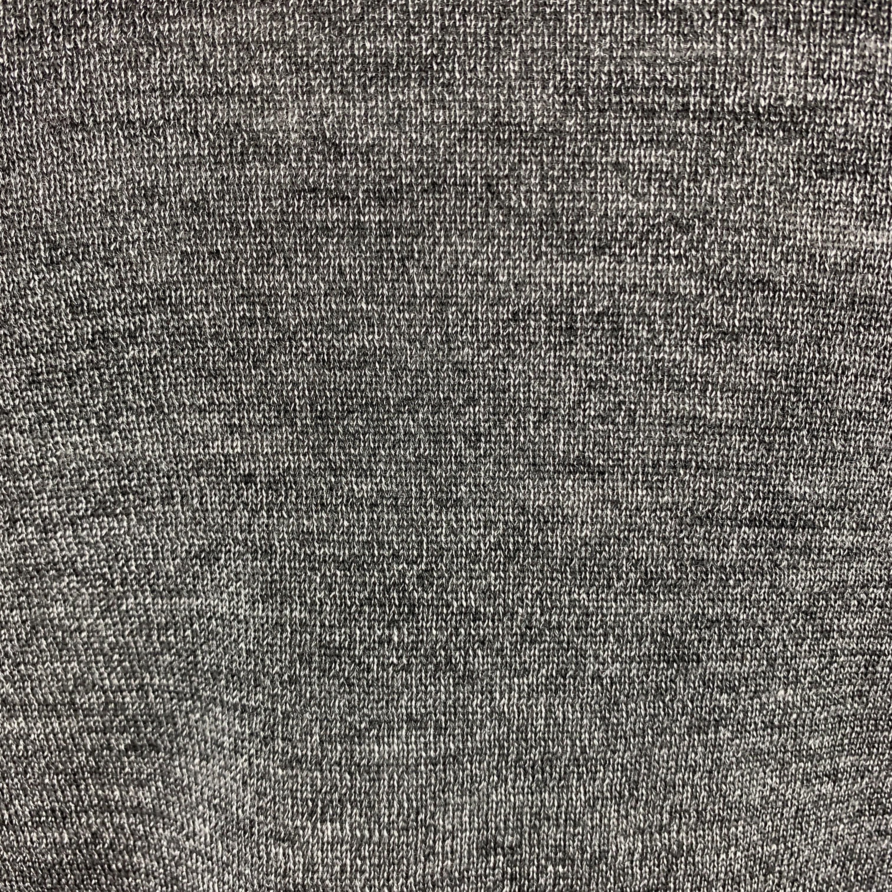 JOHN VARVATOS Size S Ribbed Gray Wool Blend Burnout Stripe Turtleneck Sweater 1