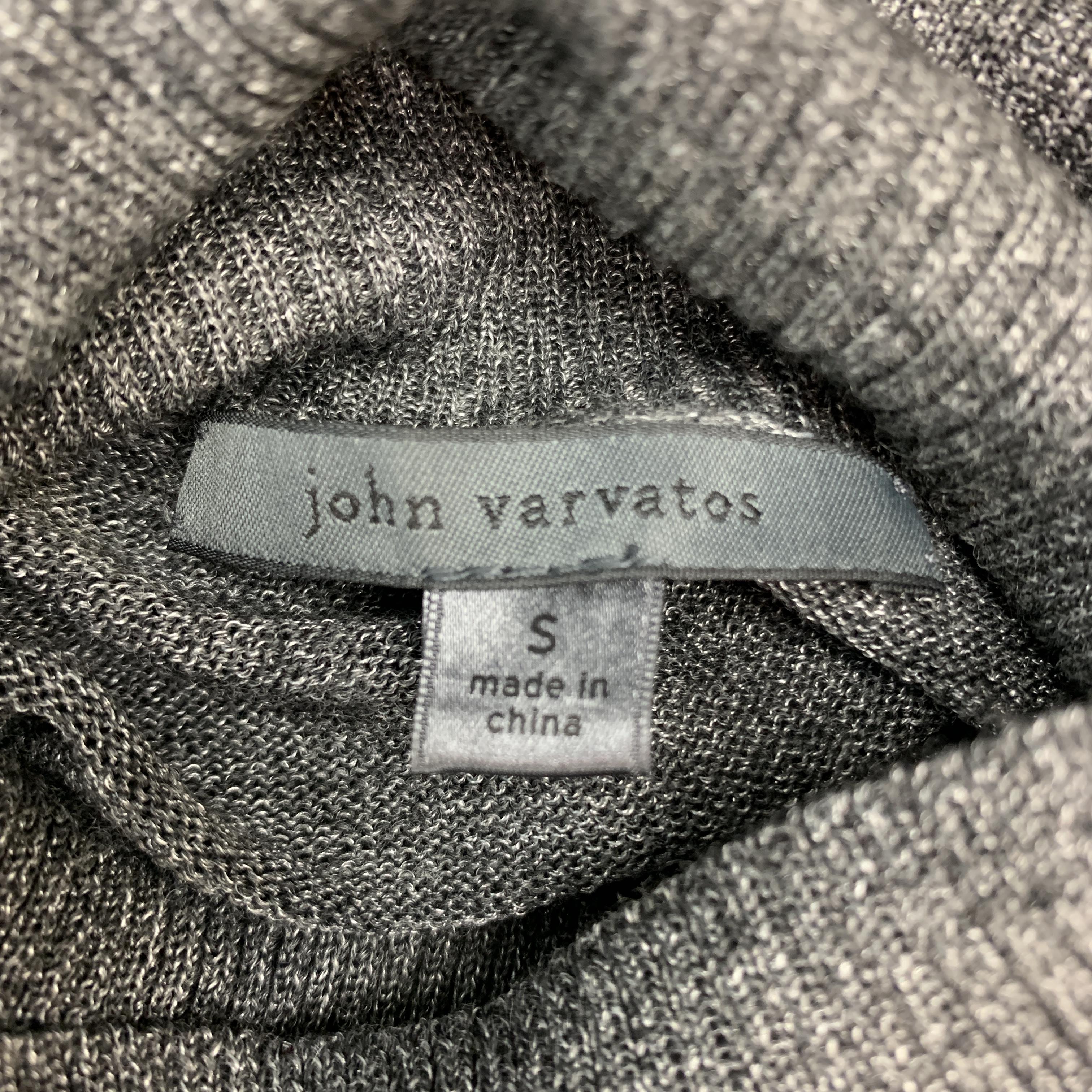 JOHN VARVATOS Size S Ribbed Gray Wool Blend Burnout Stripe Turtleneck Sweater 2