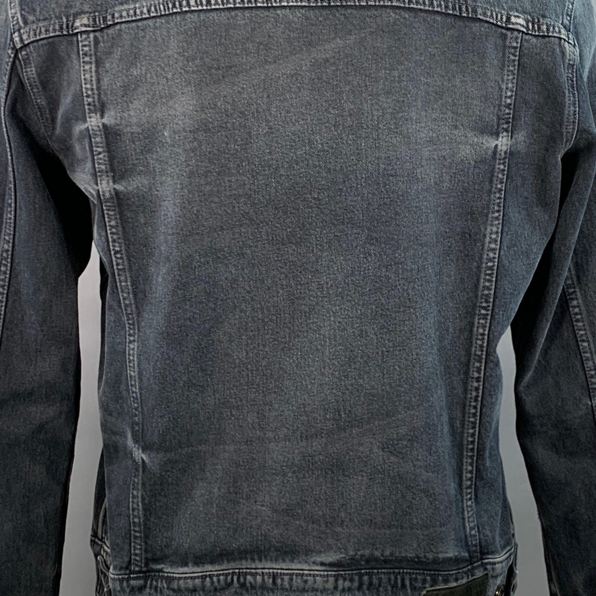 JOHN VARVATOS Taglia XL Blu Grigio Miscela di Cotone Denim Twill Tasche a Toppa in vendita 1