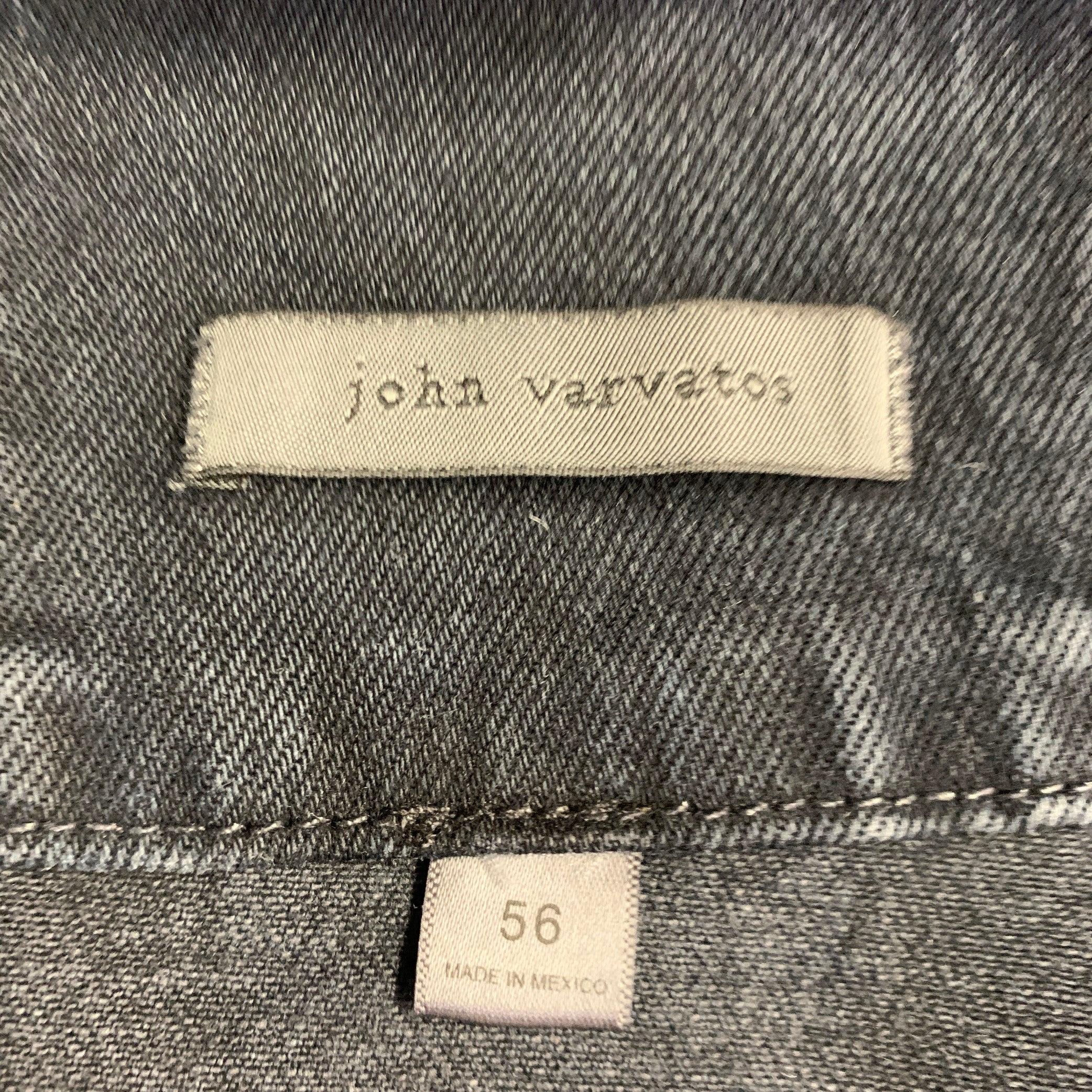 JOHN VARVATOS Taglia XL Blu Grigio Miscela di Cotone Denim Twill Tasche a Toppa in vendita 2