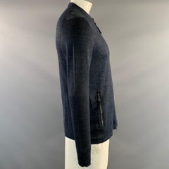 JOHN VARVATOS SS2018 Größe L, marineblau melierte Jacke aus Leinenmischung mit Reißverschluss