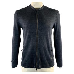 JOHN VARVATOS SS2018 Größe L, marineblau melierte Jacke aus Leinenmischung mit Reißverschluss