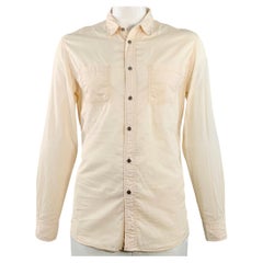 JOHN VARVATOS STAR USA Size L Beige Cotton Sheer Two Pockets Long Sleeve Shirt