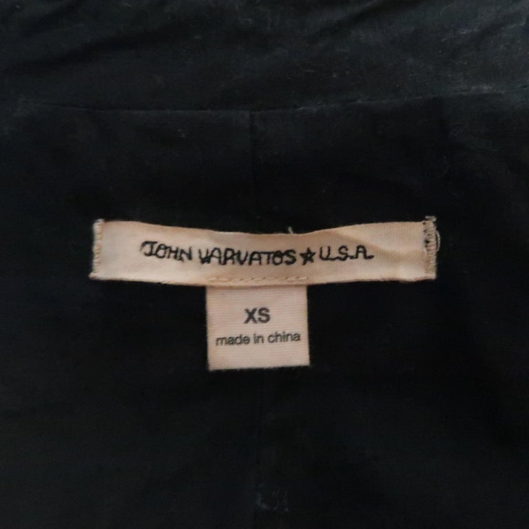 JOHN VARVATOS U.S.A. 36 Grey Pinstripe Cotton Band Collar Jacket For ...