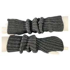 JOHN VARVATOS / U.S.A. Grey Knit Merino Wool Arm Warmers Fingerless Gloves