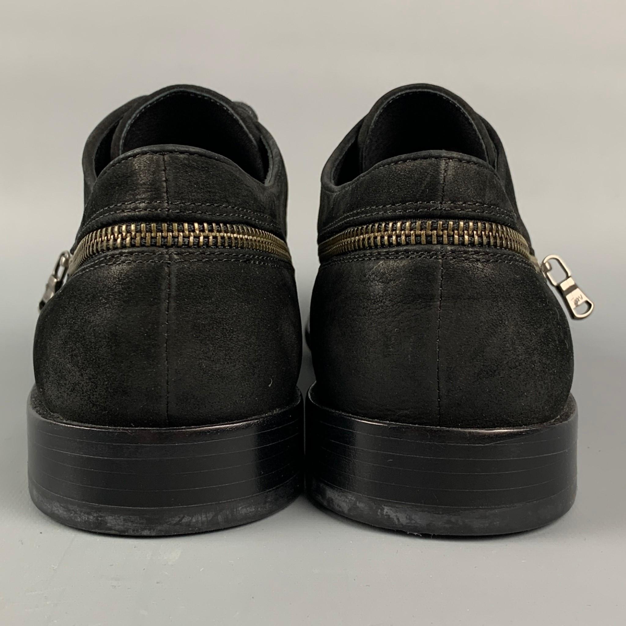 JOHN VARVATOS * U.S.A. Size 11 Black Antique Leather Lace Up Shoes 2