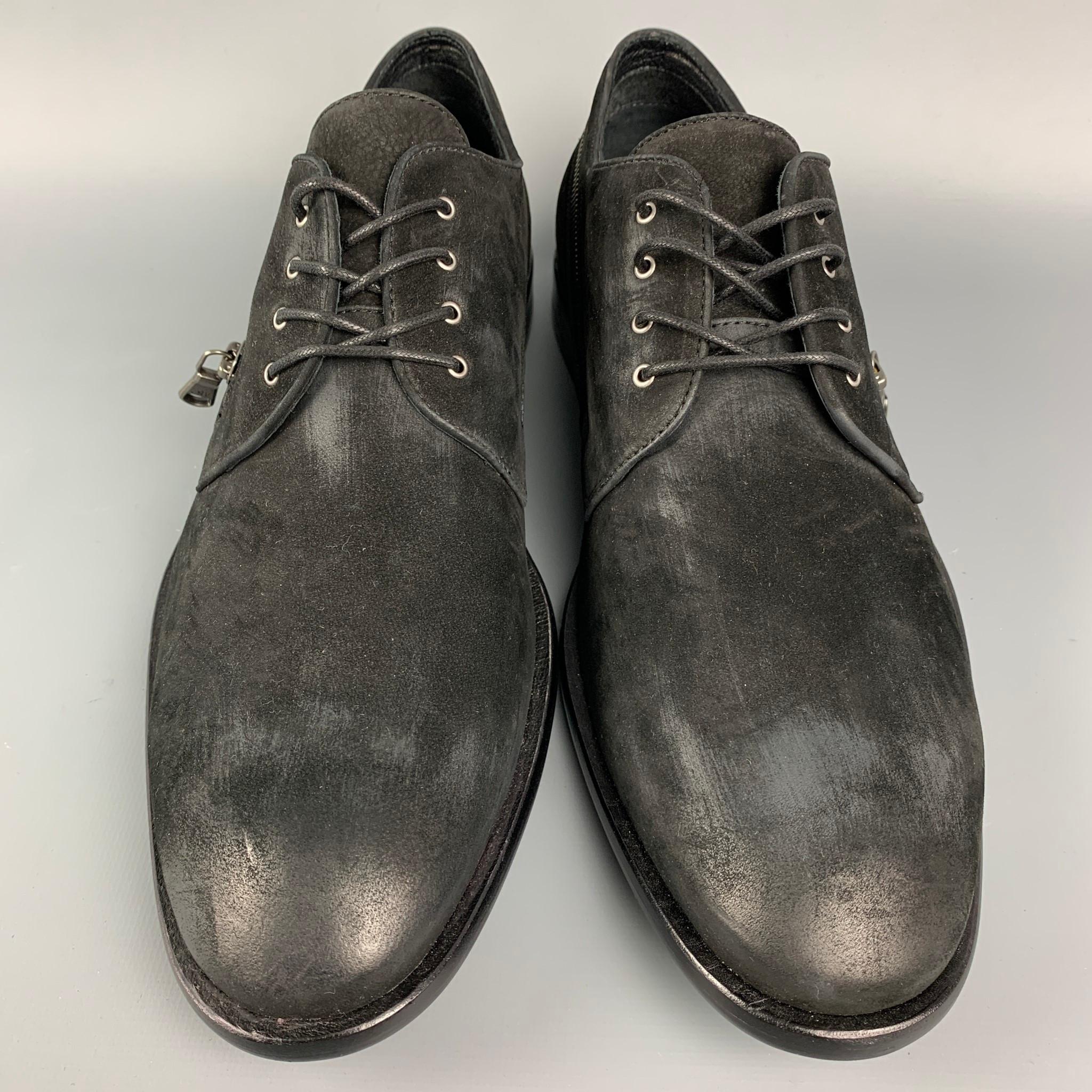 JOHN VARVATOS * U.S.A. Size 11 Black Antique Leather Lace Up Shoes 3