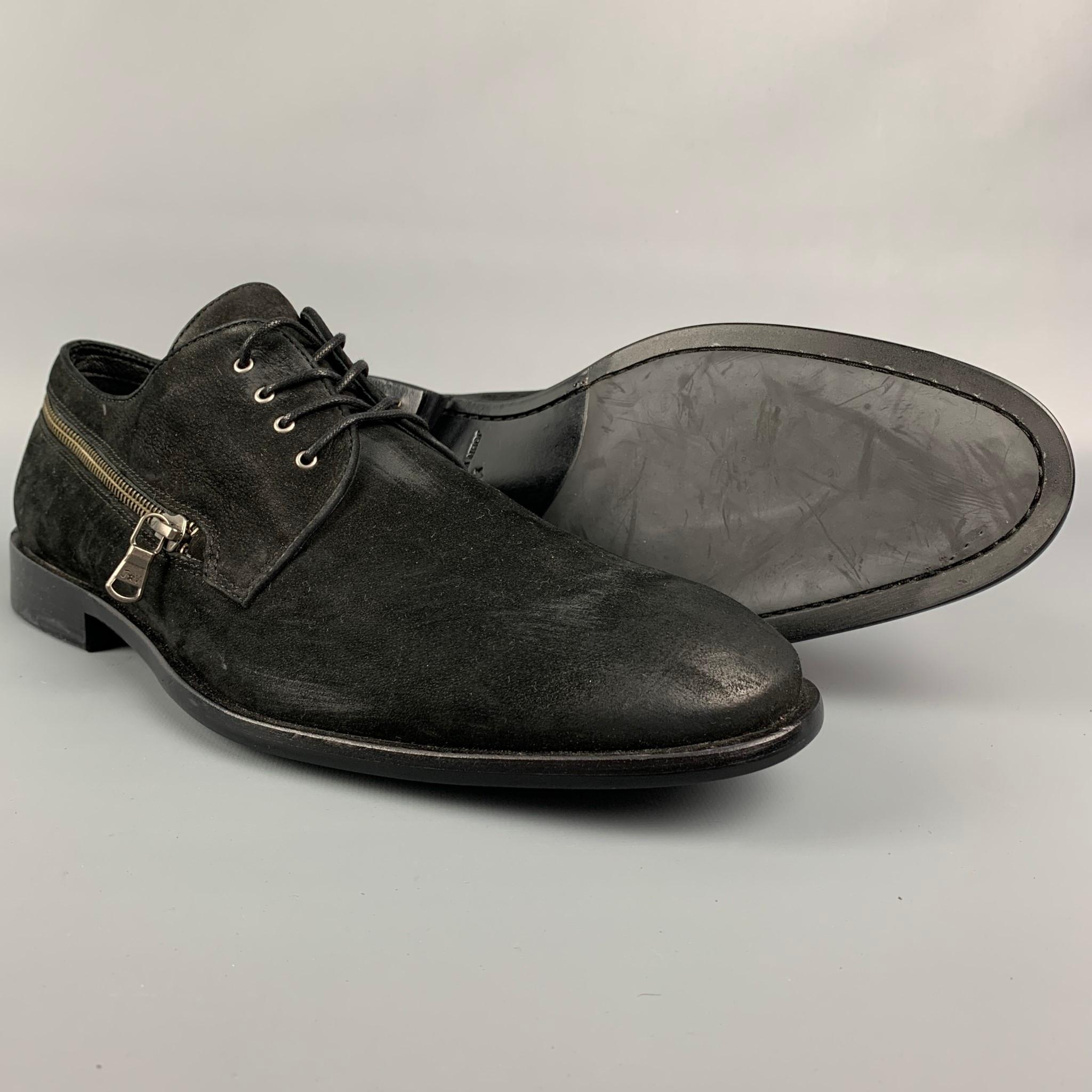 JOHN VARVATOS * U.S.A. Size 11 Black Antique Leather Lace Up Shoes 4