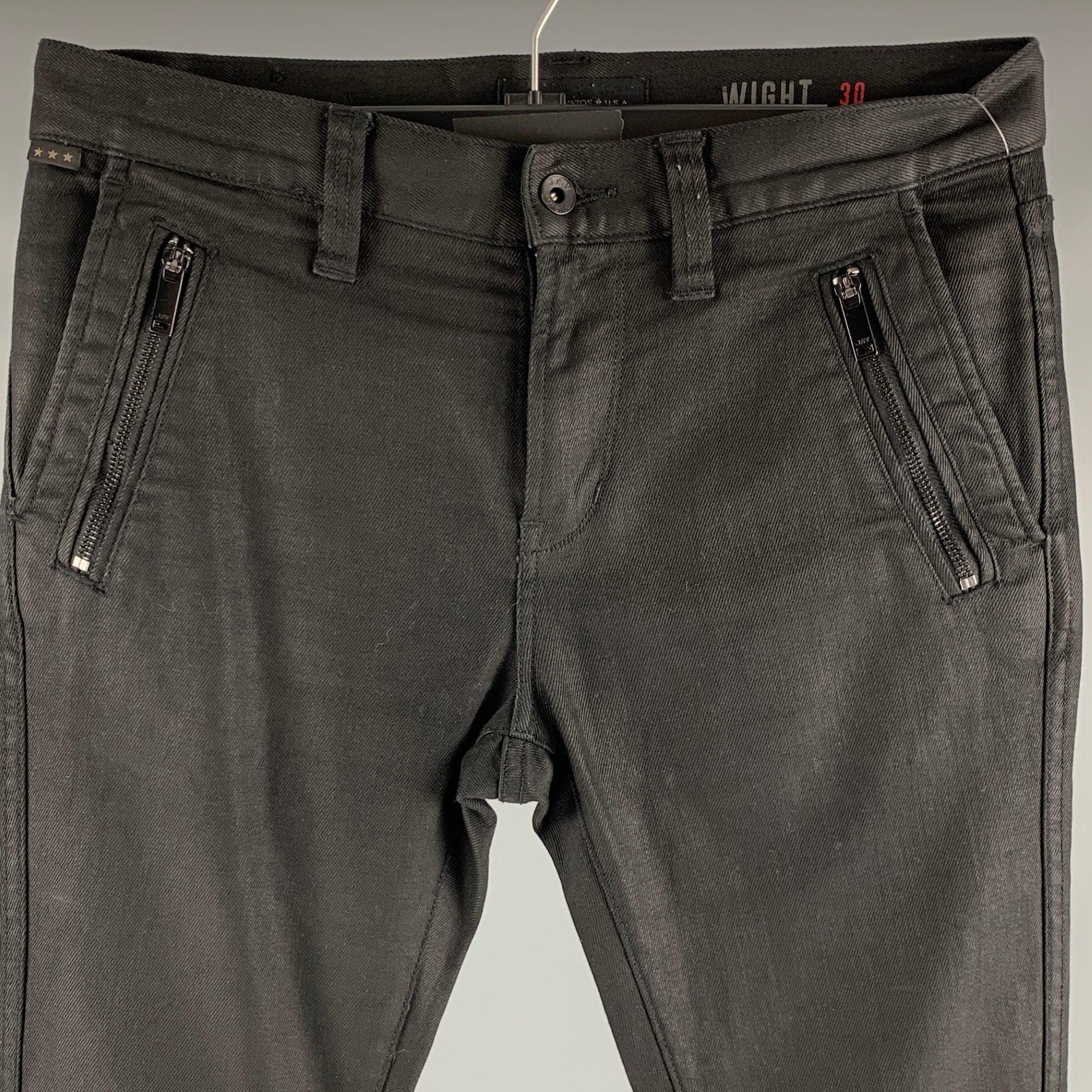JOHN VARVATOS * U.S.A. Size 30 Black Cotton Blend Jeans In Good Condition For Sale In San Francisco, CA