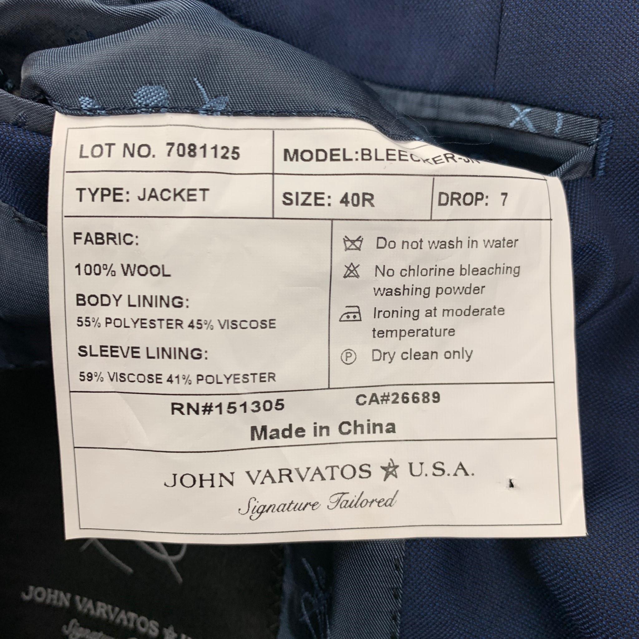 JOHN VARVATOS * U.S.A. Size 40 Navy Wool Notch Lapel Sport Coat 1