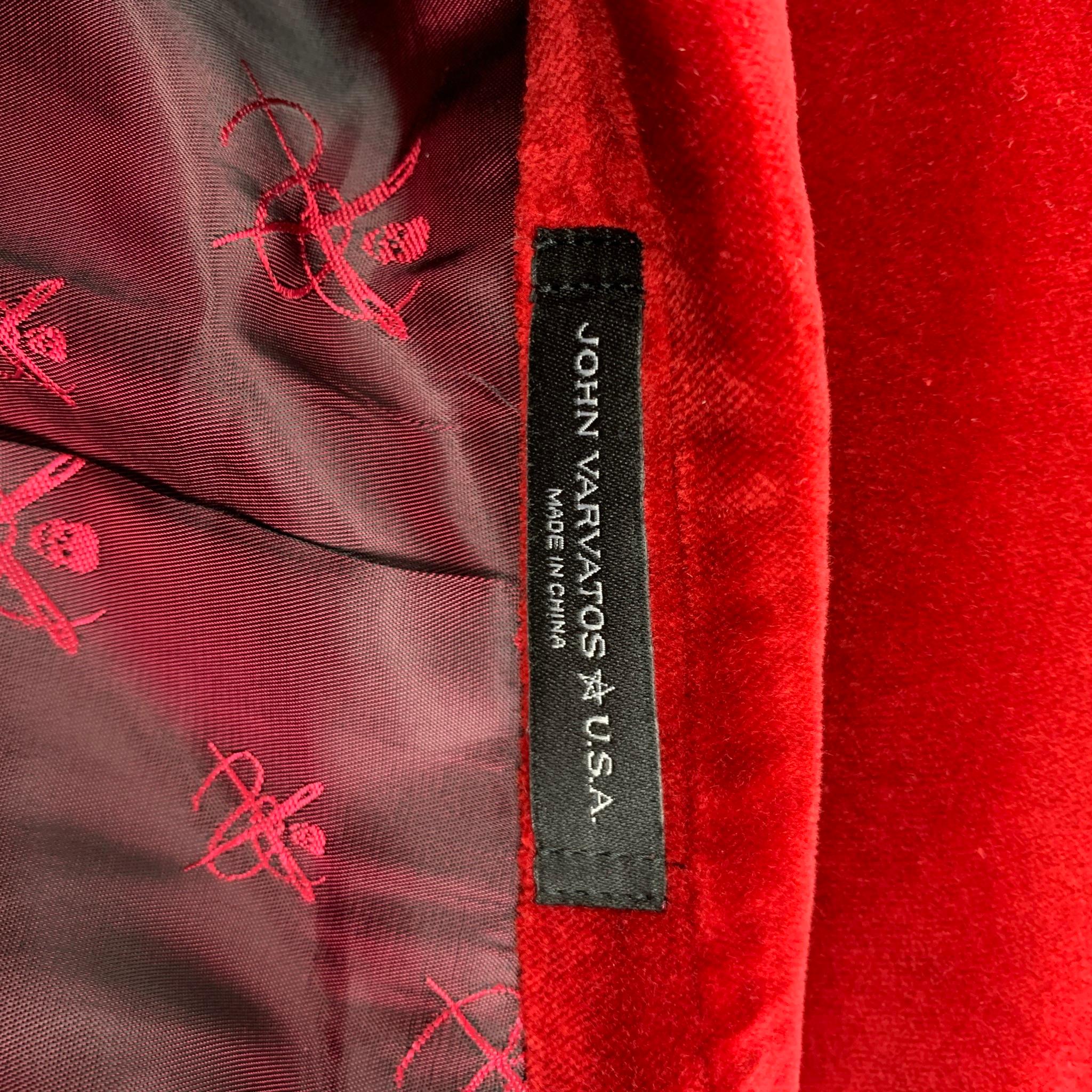 JOHN VARVATOS * U.S.A. Size 40 Regular Red Velvet Cotton Sport Coat 1