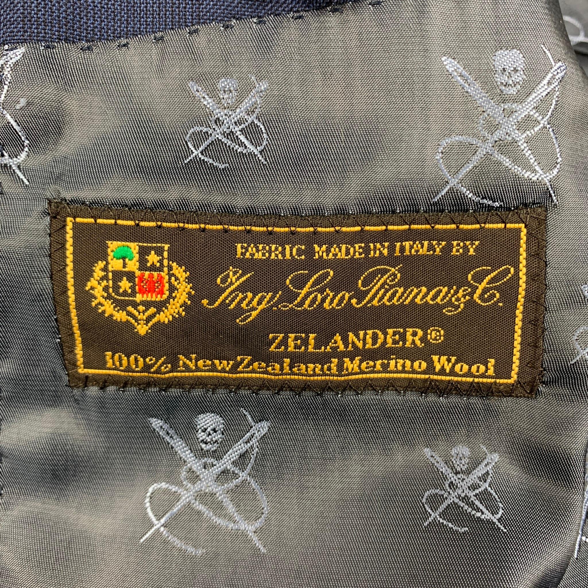 Men's JOHN VARVATOS * U.S.A. Size 40 Short Navy Window Pane Wool Sport Coat