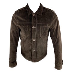 JOHN VARVATOS * U.S.A. Size S Brown Solid Suede Buttoned Jacket