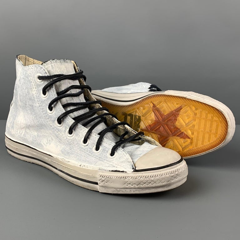JOHN VARVATOS x CONVERSE Size 10 White Painted Canvas High Top Sneakers In Good Condition In San Francisco, CA