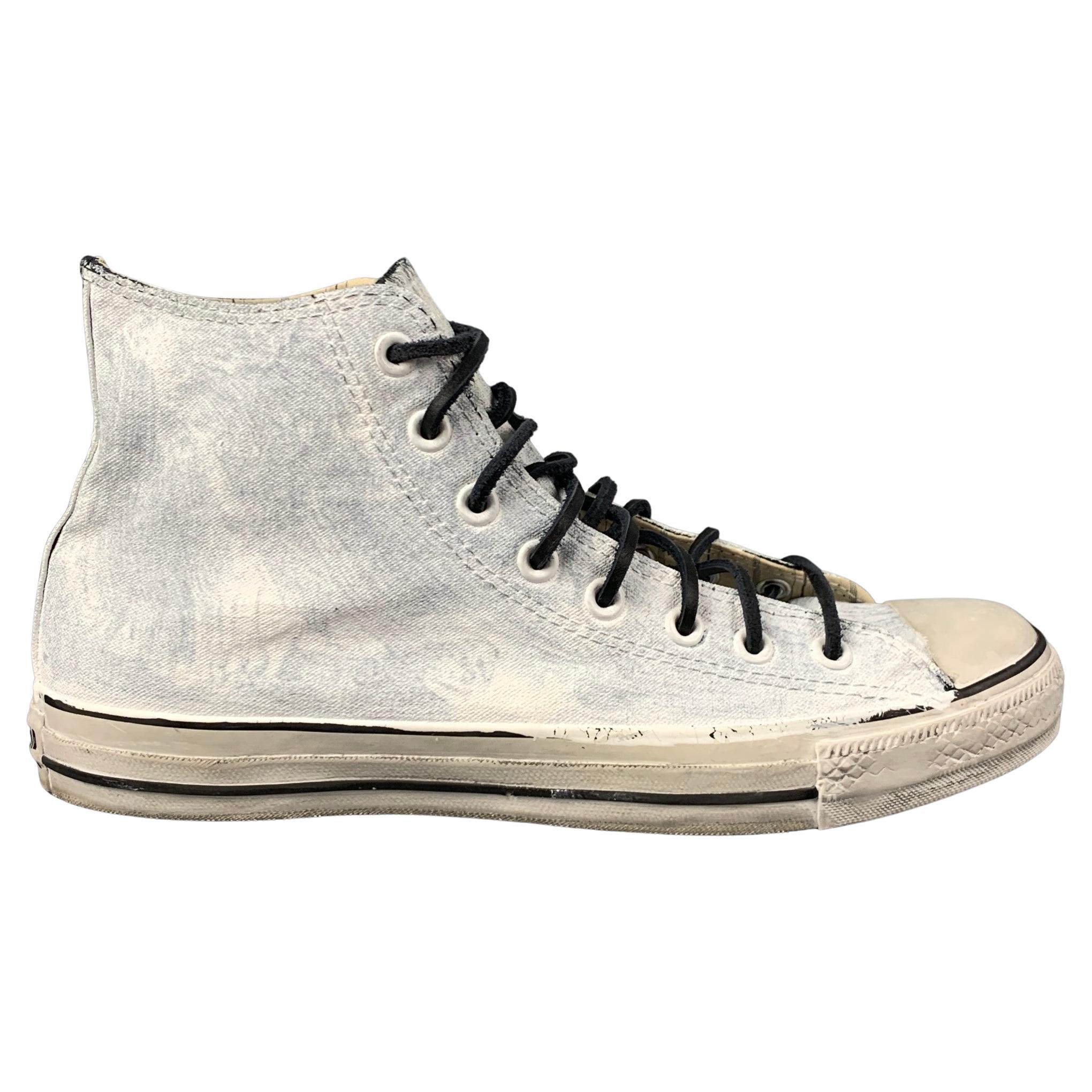 JOHN VARVATOS x CONVERSE Size 10 White Painted Canvas High Top Sneakers at  1stDibs
