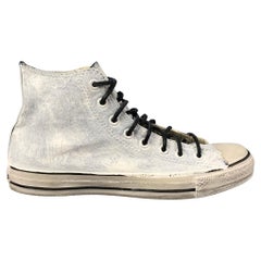 JOHN VARVATOS x CONVERSE Size 10 White Painted Canvas High Top Sneakers