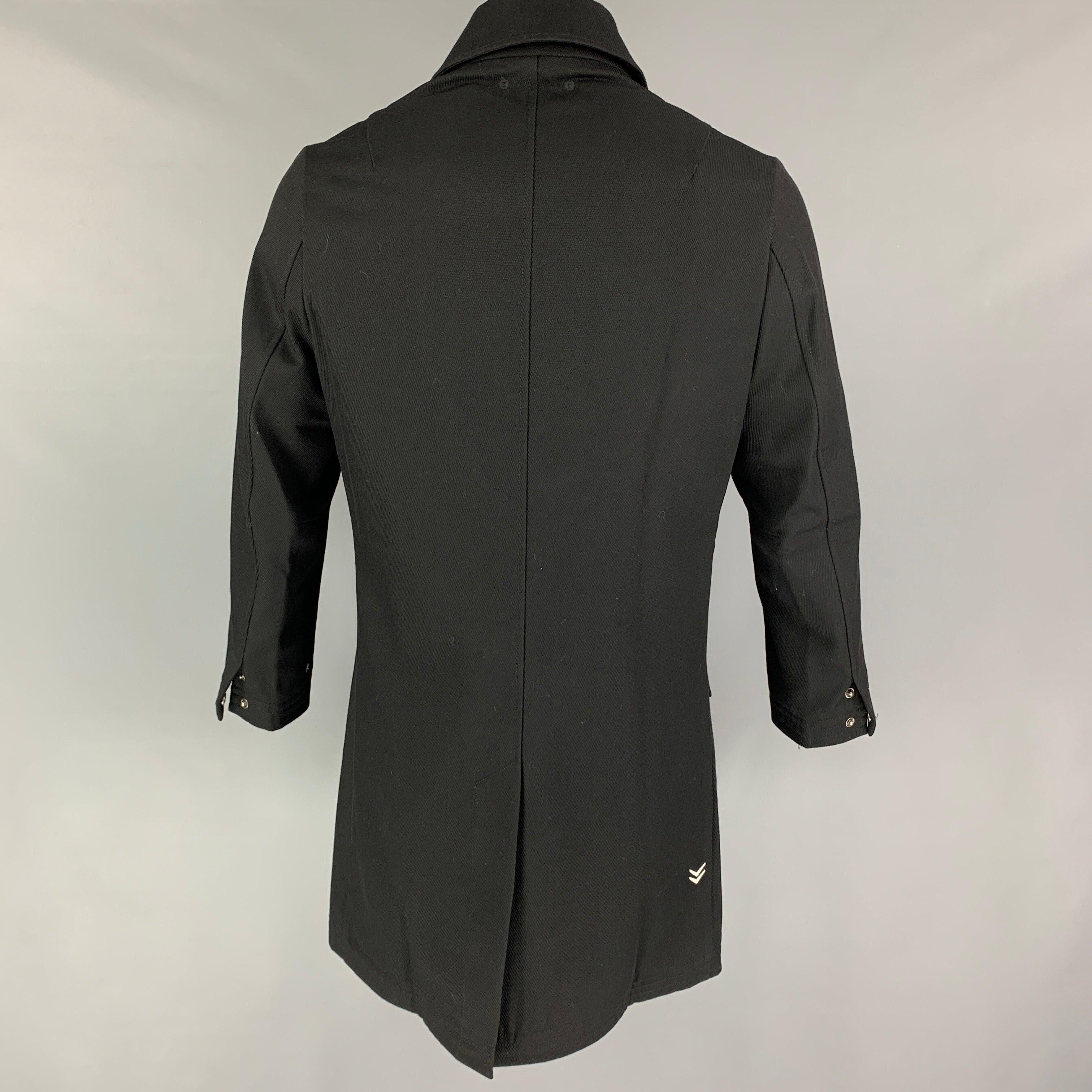 JOHN VARVATOS x CONVERSE Size M Black Lana Wool Ribbed Collar Coat In Good Condition In San Francisco, CA