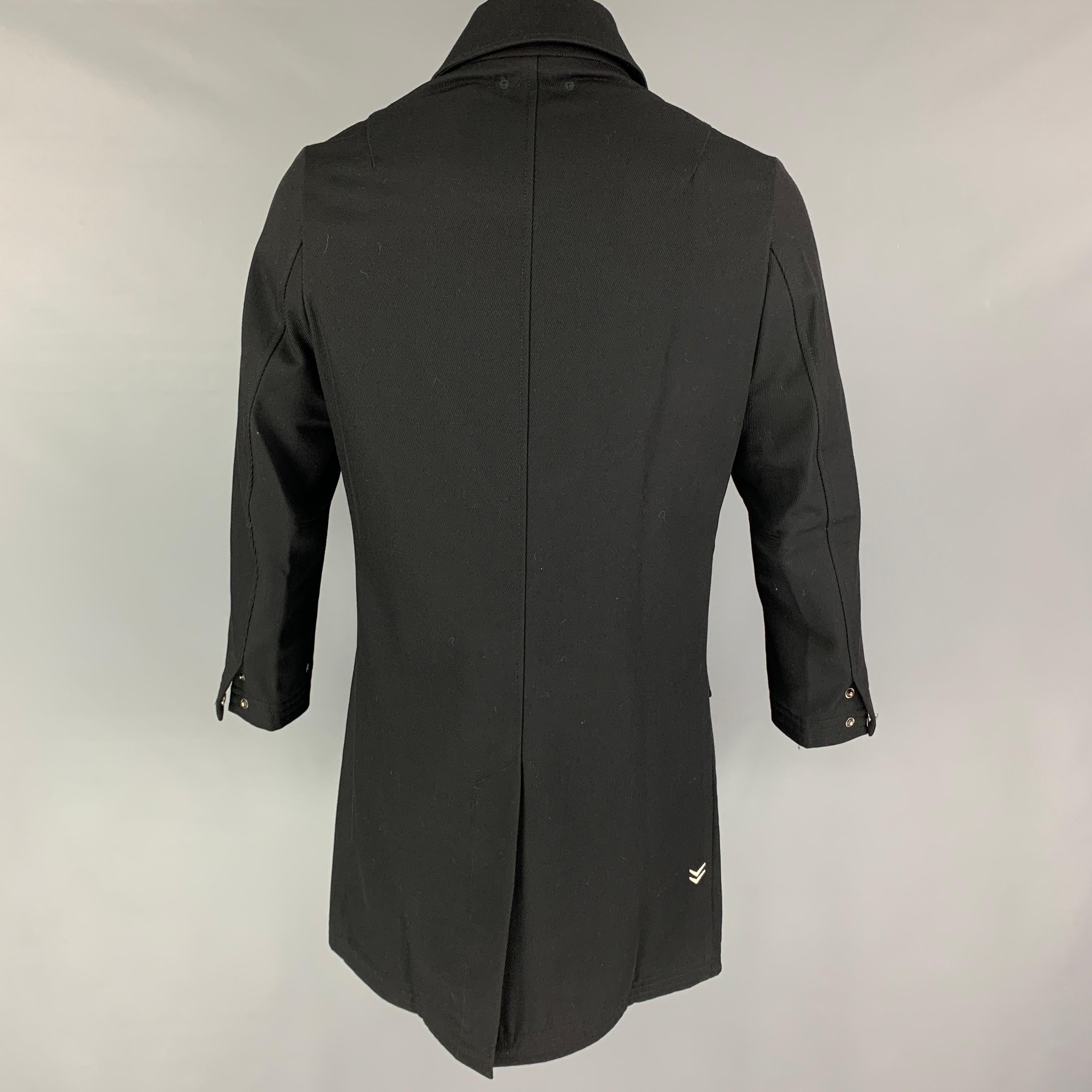 JOHN VARVATOS x CONVERSE Size M Black Lana Wool Ribbed Collar Coat In Excellent Condition In San Francisco, CA