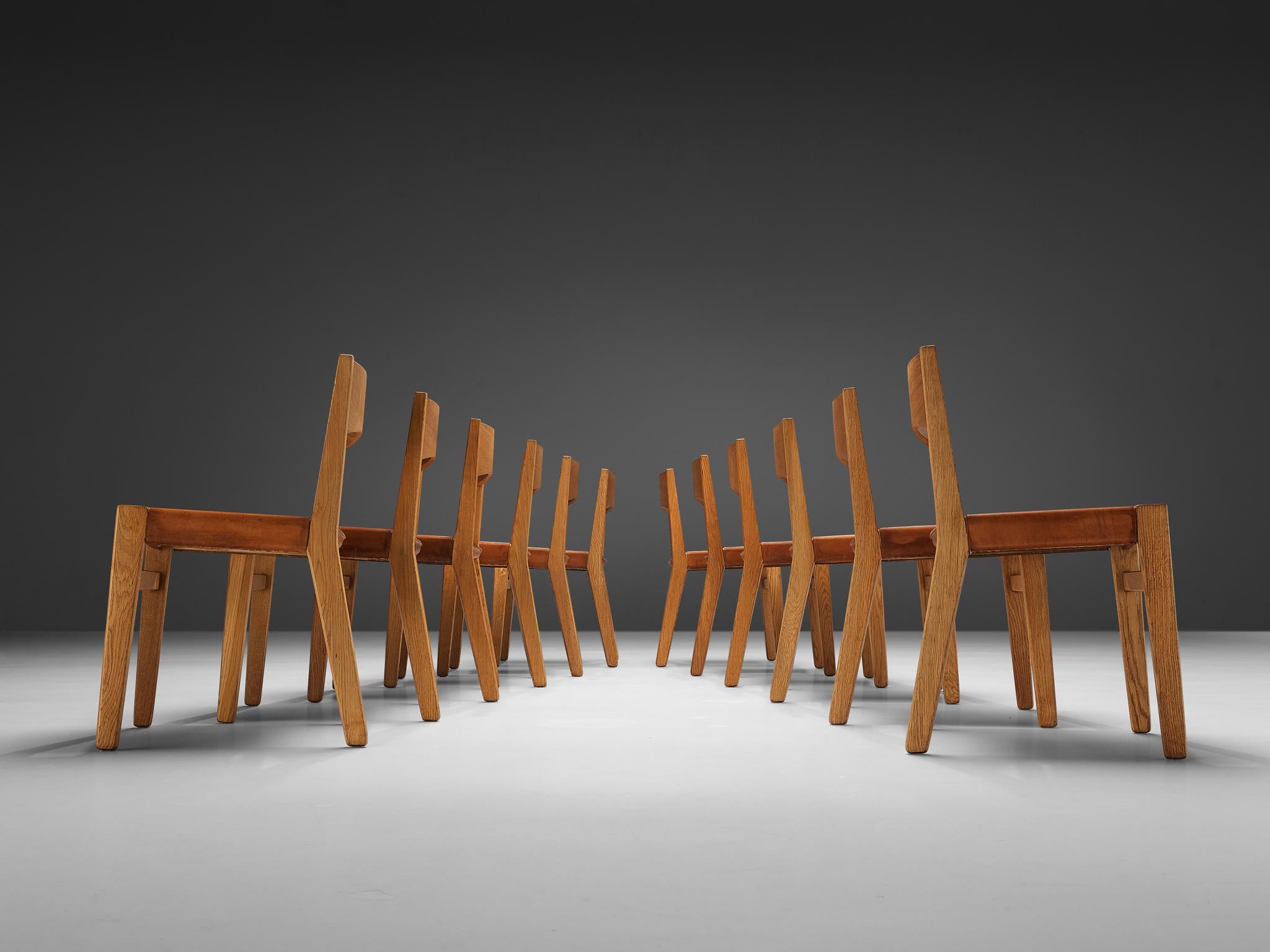 John Vedel-Rieper Set of 12 Dining Chairs in Oak and Leather 2