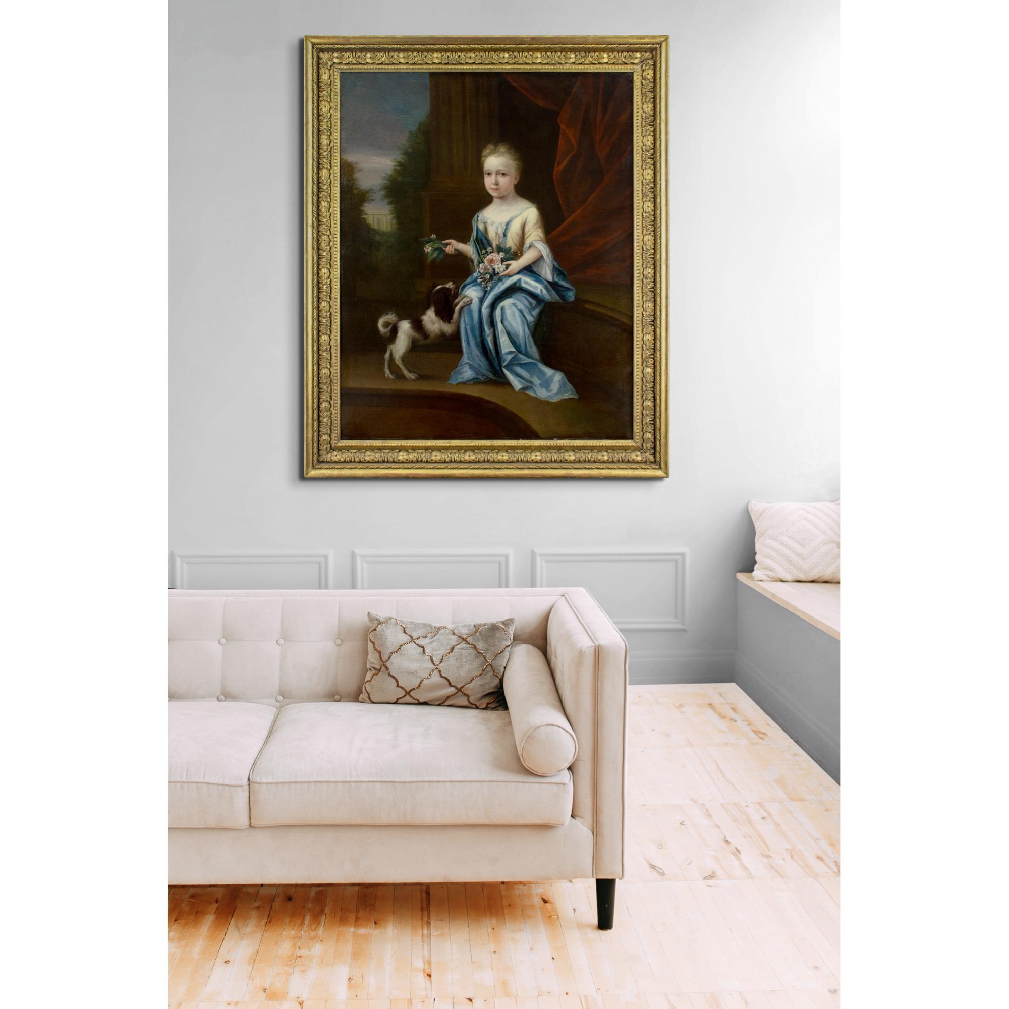 John Verelst (Circle), Portrait Of A Young Lady With A Spaniel For Sale 2