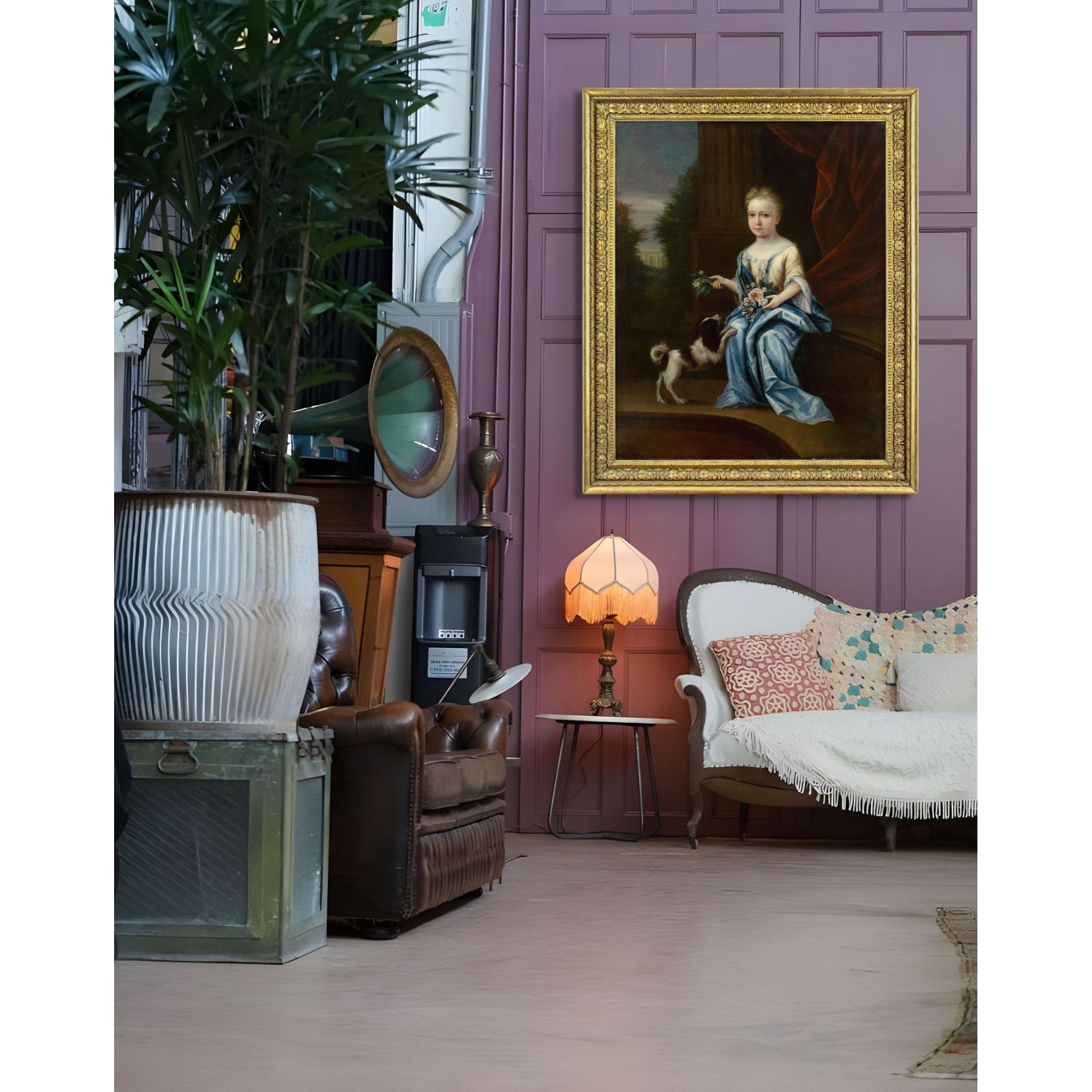 John Verelst (Circle), Portrait Of A Young Lady With A Spaniel For Sale 4