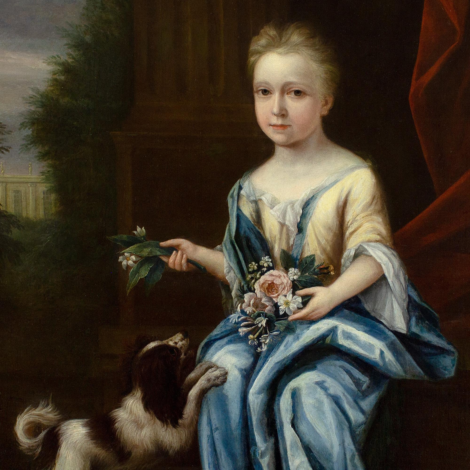 John Verelst (Circle), Portrait Of A Young Lady With A Spaniel For Sale 5