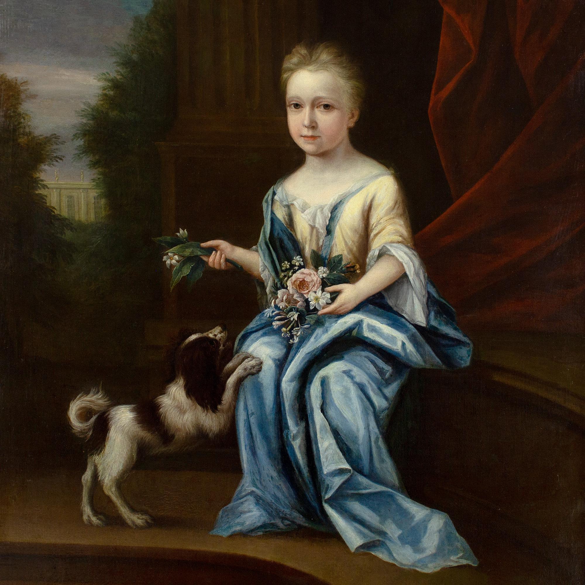 John Verelst (Circle), Portrait Of A Young Lady With A Spaniel For Sale 7