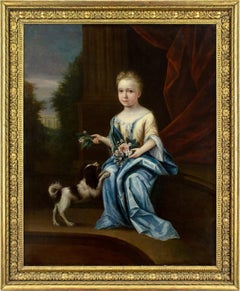 John Verelst (Circle), Portrait Of A Young Lady With A Spaniel
