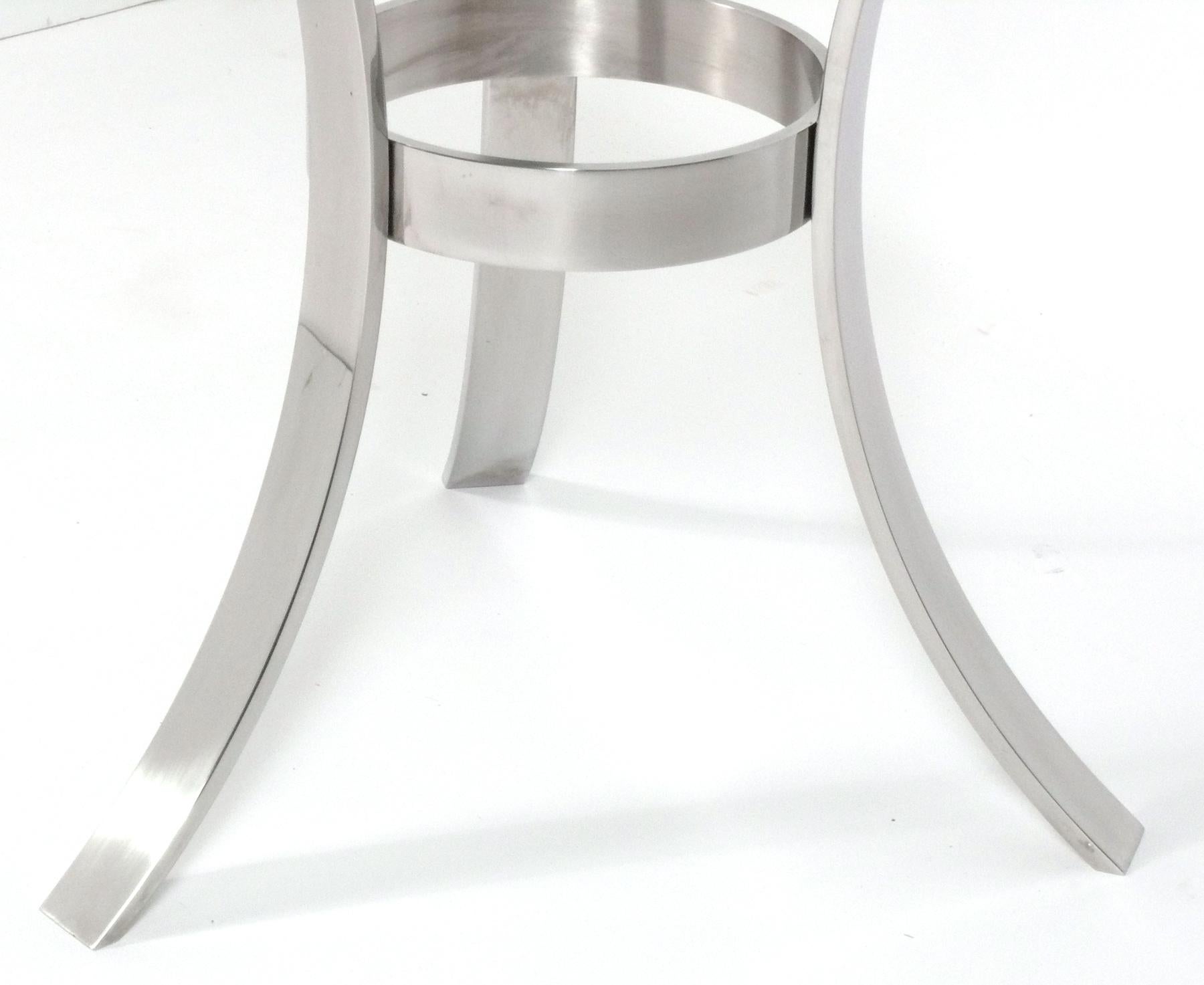 American John Vesey Attributed Chrome Tripod Table For Sale