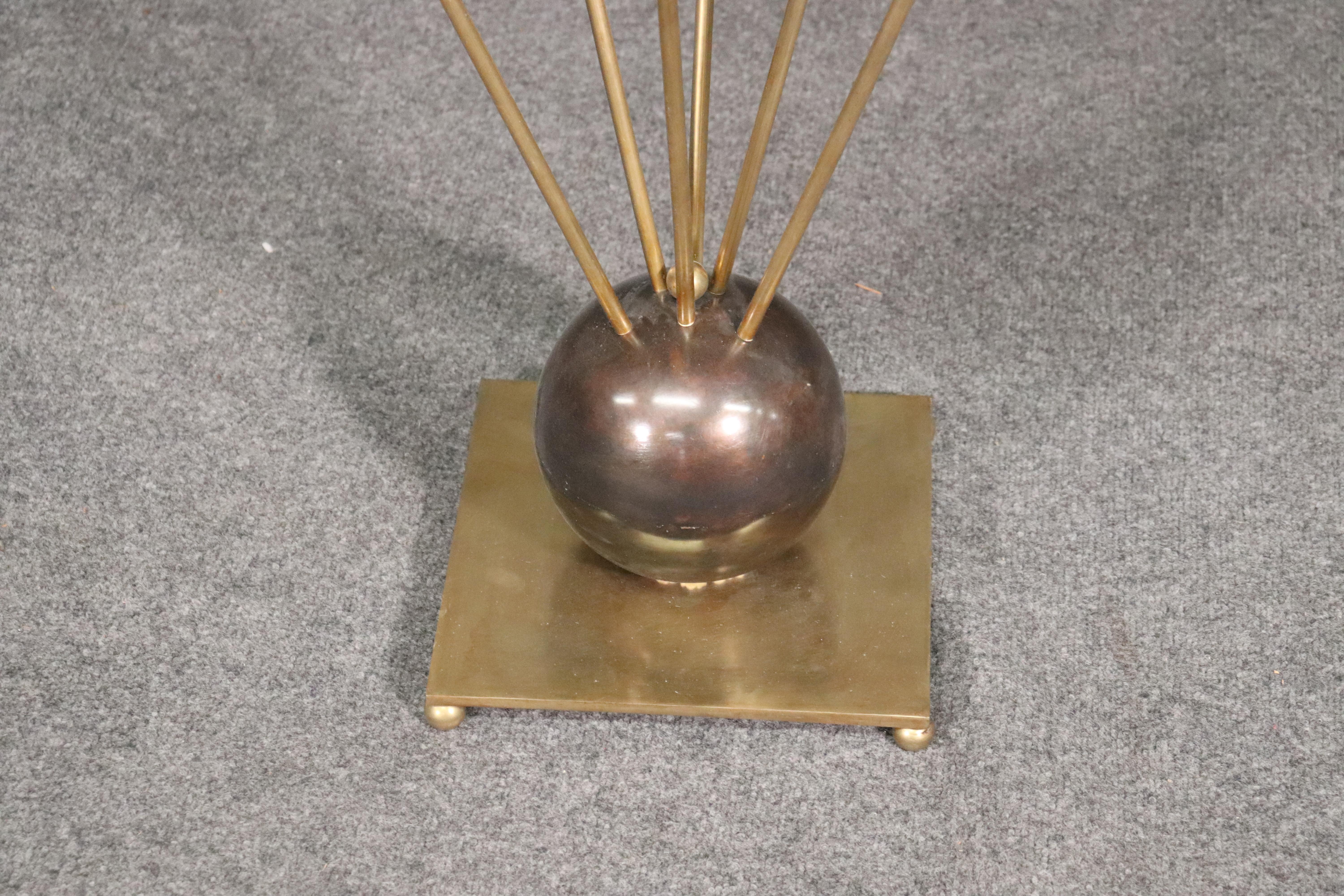 Mid-Century Modern John Vesey Attributed Solid Brass Glass Geuridon End Table, circa 1960