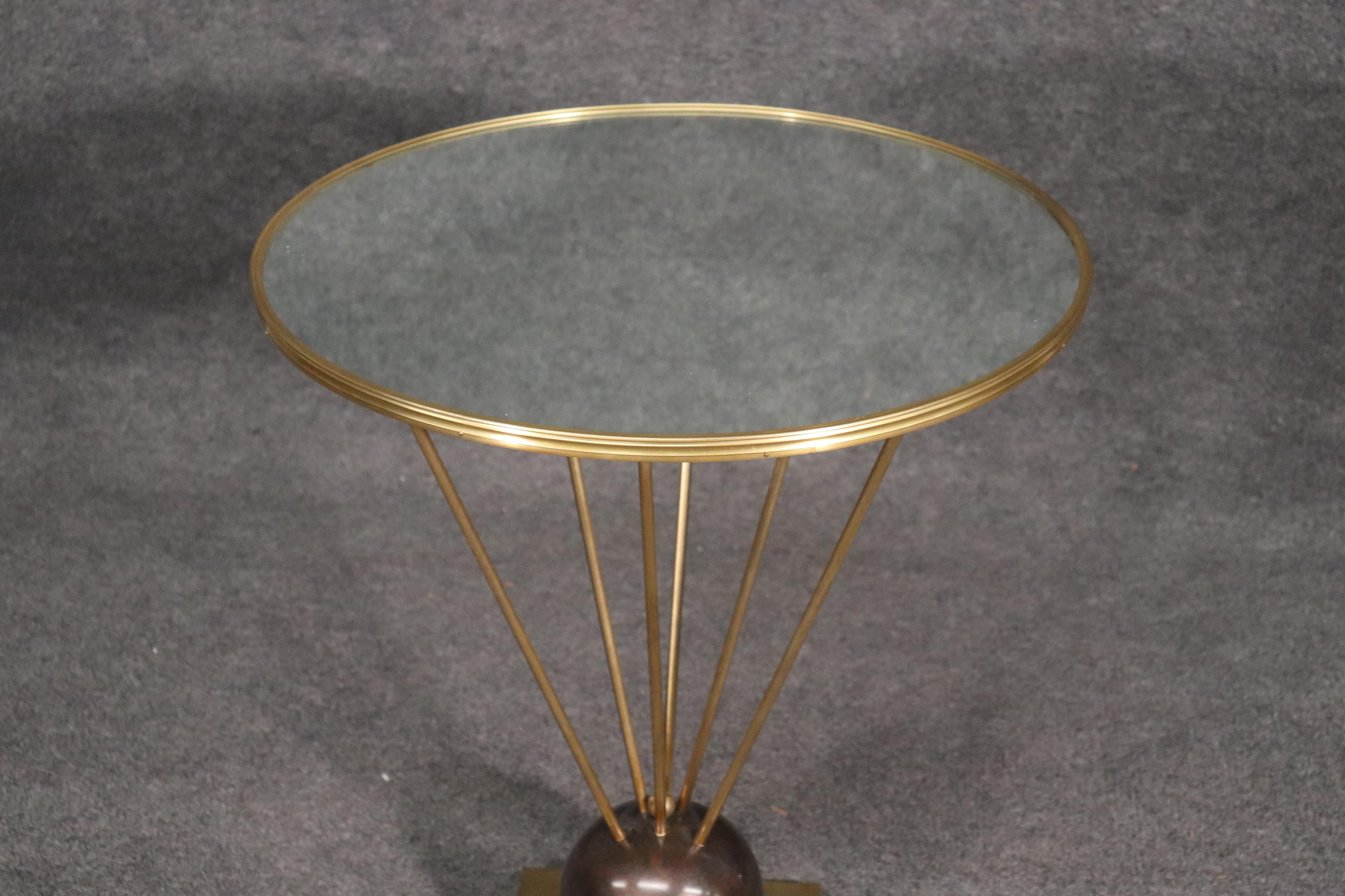 French John Vesey Attributed Solid Brass Glass Geuridon End Table, circa 1960