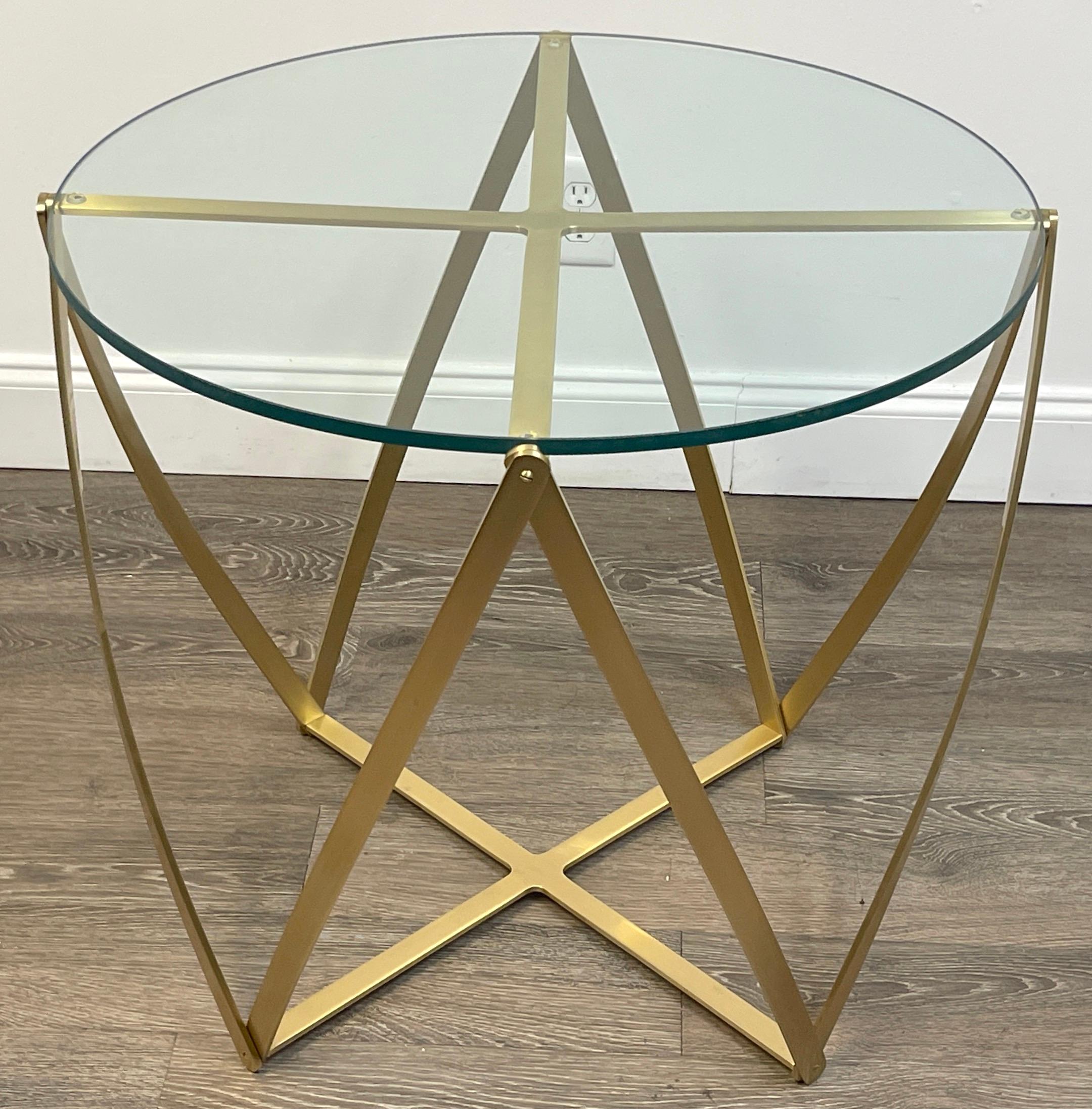 Polished John Vesey Brass Geometric Table For Sale