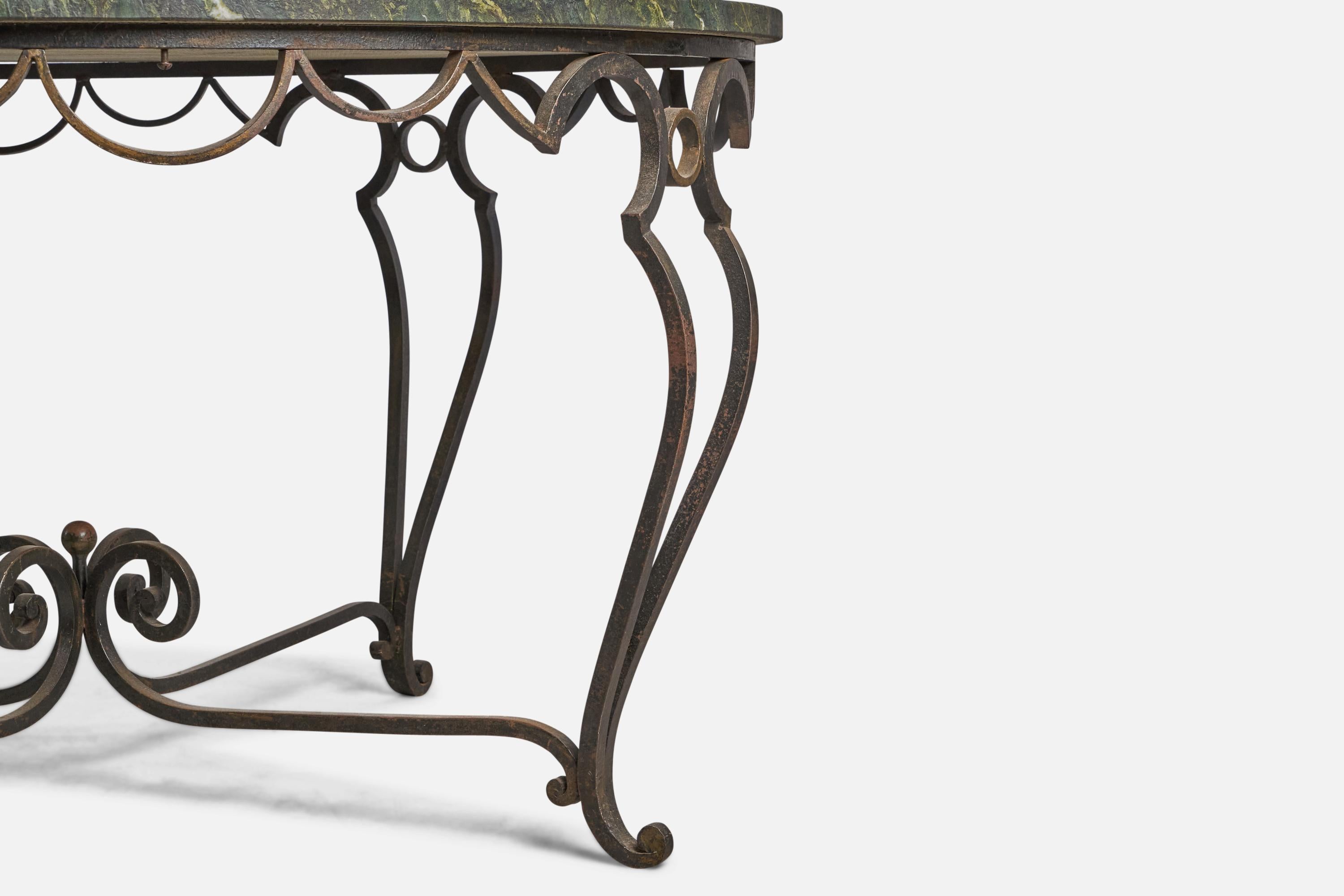 American John Vesey, Center Table, Wrought Iron, Marble, USA, 1950s For Sale