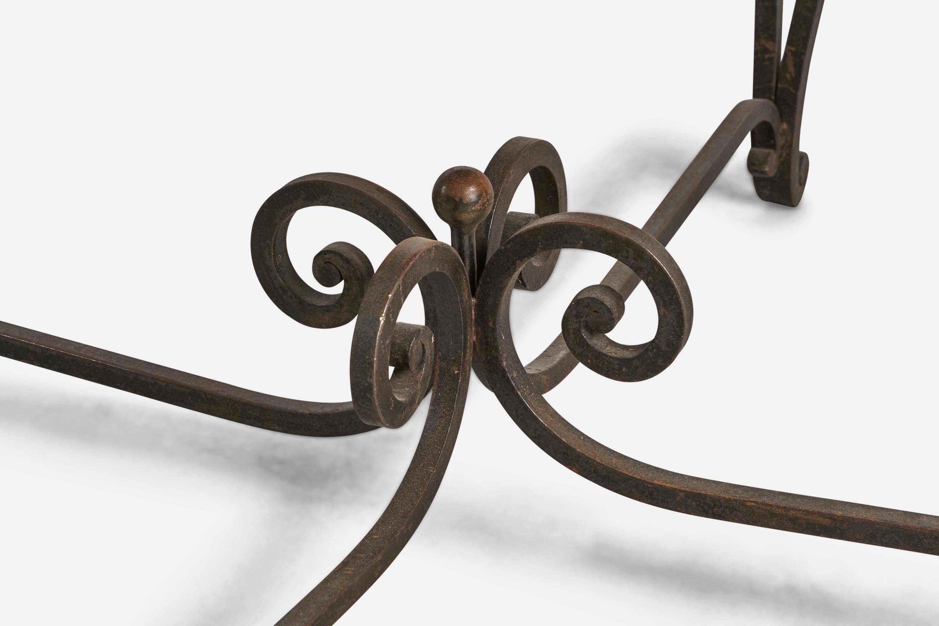 John Vesey, Center Table, Wrought Iron, Marble, USA, 1950s In Good Condition For Sale In High Point, NC