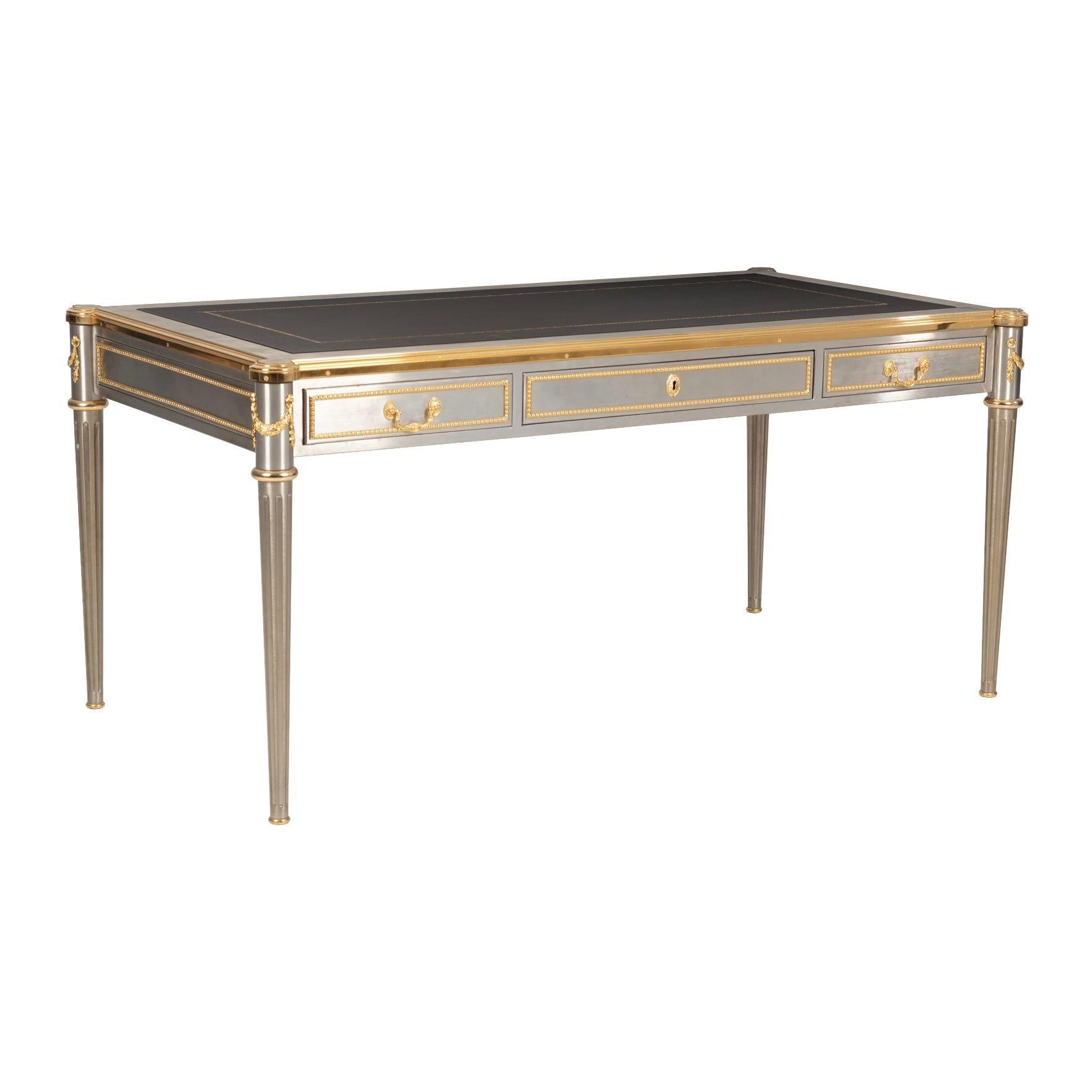 Appliqué John Vesey Louis XVI Style Bureau Plat Desk For Sale