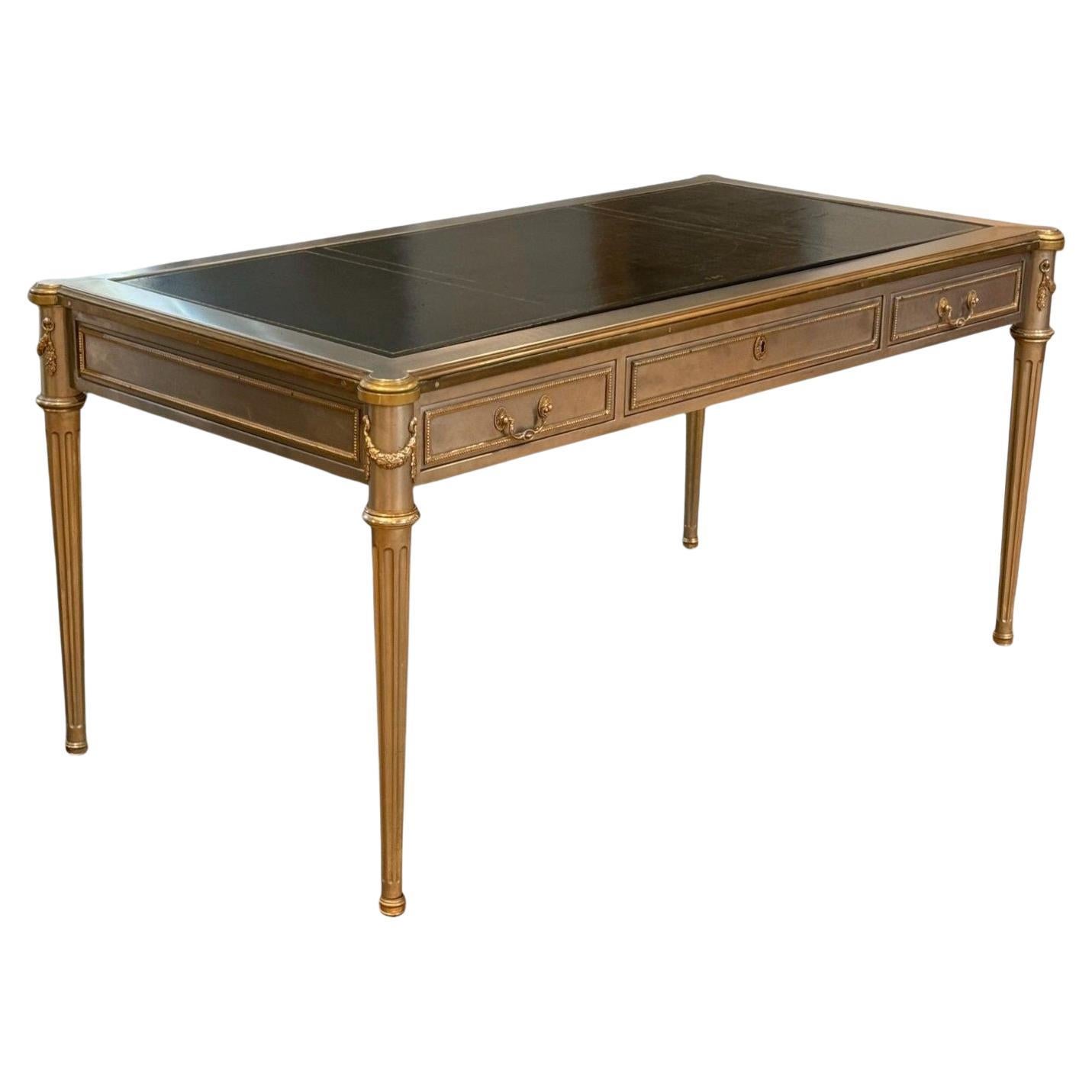 John Vesey, Style Louis XVI, Steel, Bronze, Rare Writing Desk, USA, 1960s en vente
