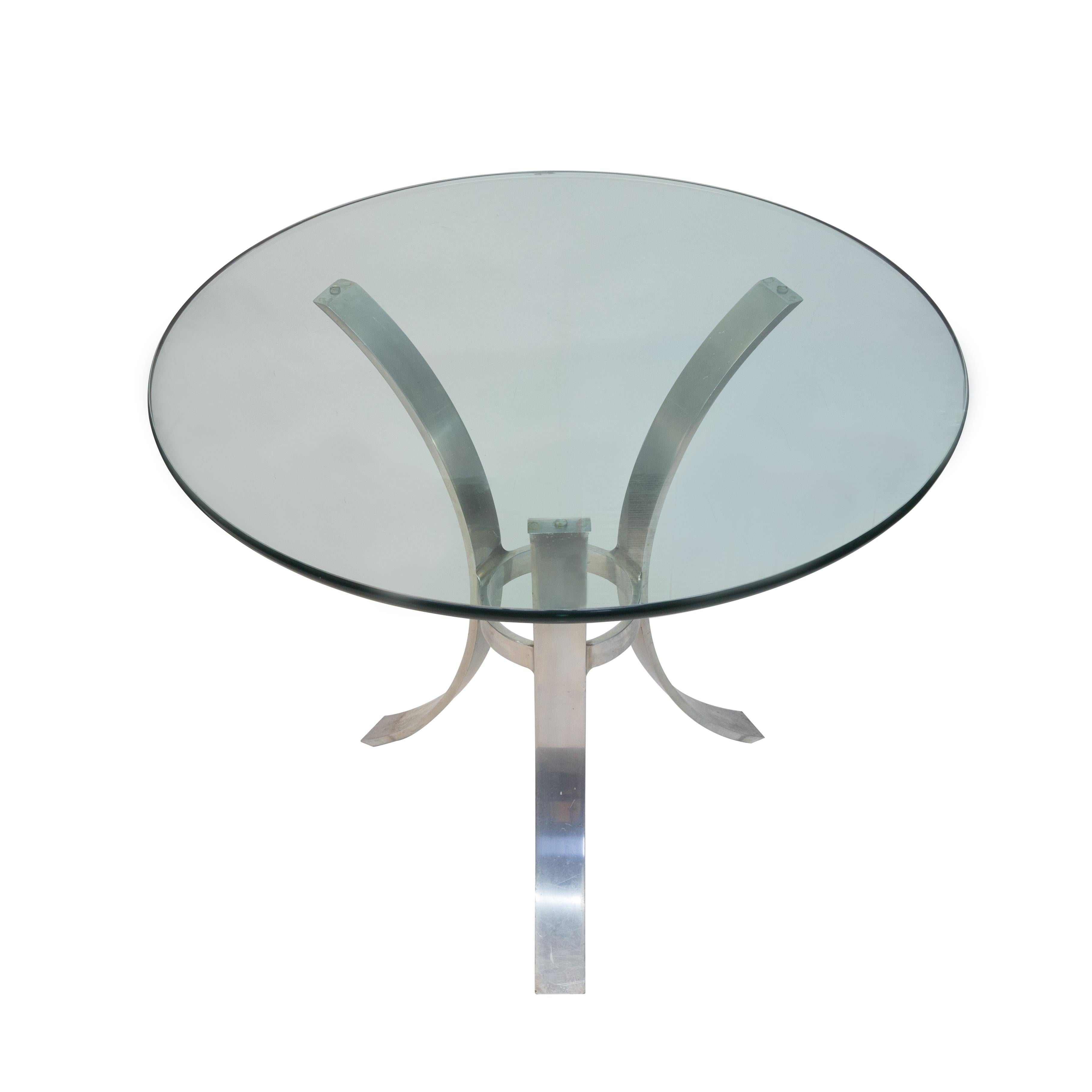John Vesey Mid-Century Modern Polished Aluminum & Glass Table In Good Condition In Hudson, NY