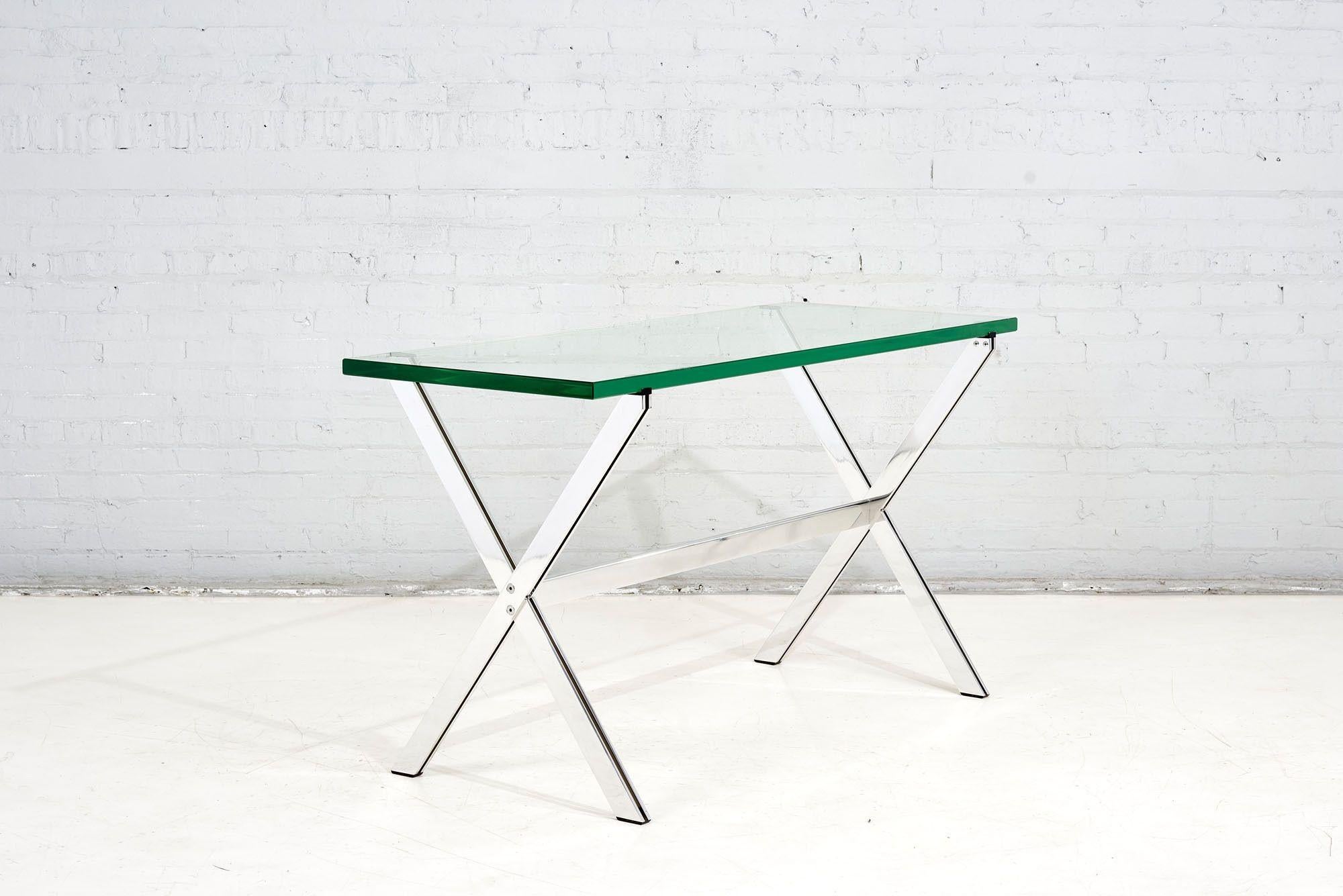Florence Knoll Chrome and Glass X Base Console Table, 1960 For Sale 2