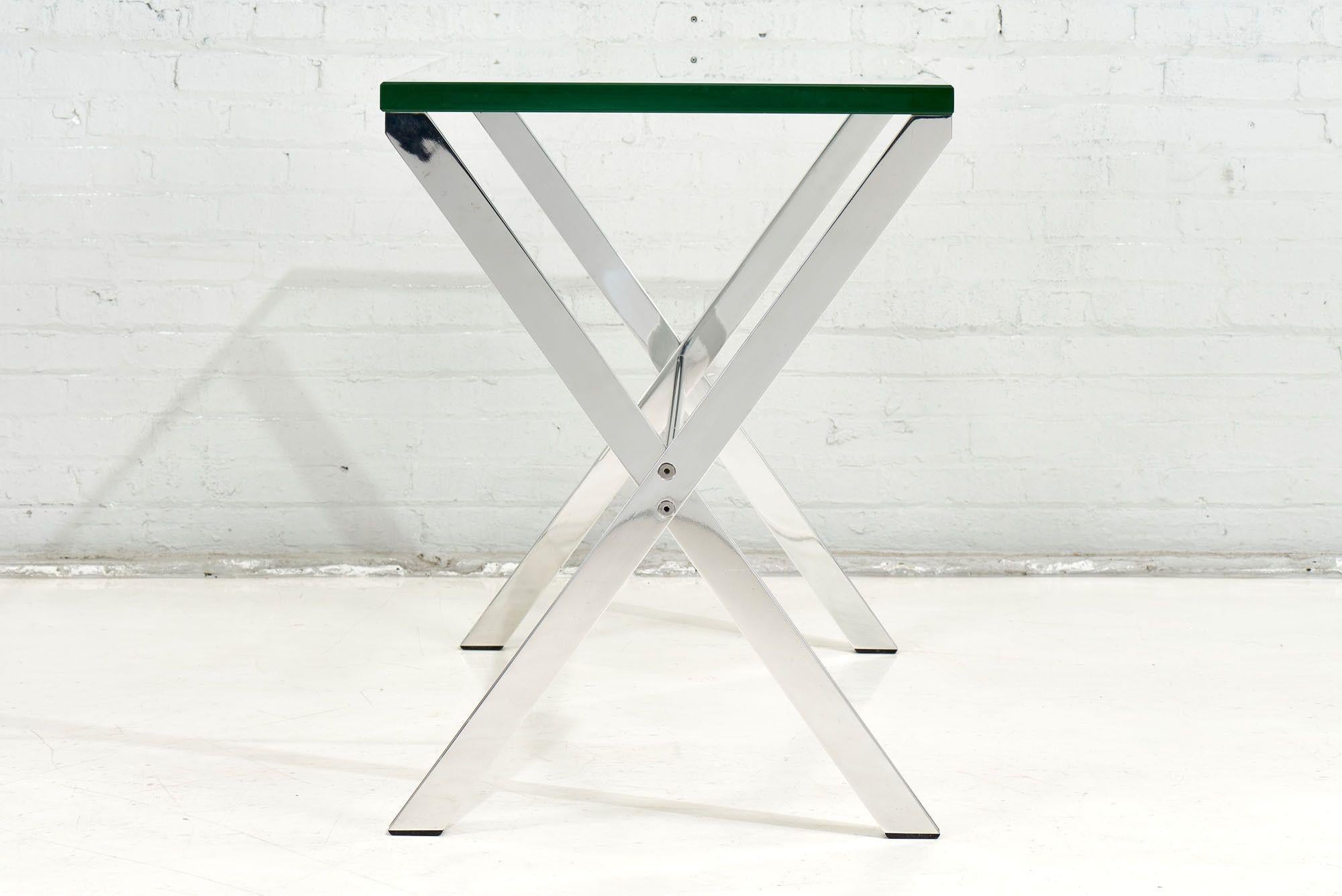 Florence Knoll Chrome and Glass X Base Console Table, 1960 For Sale 1