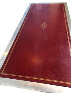 John Vesey Stainless Steel & Bronze Desk with Red Leather Top, USA, Late 20th C.