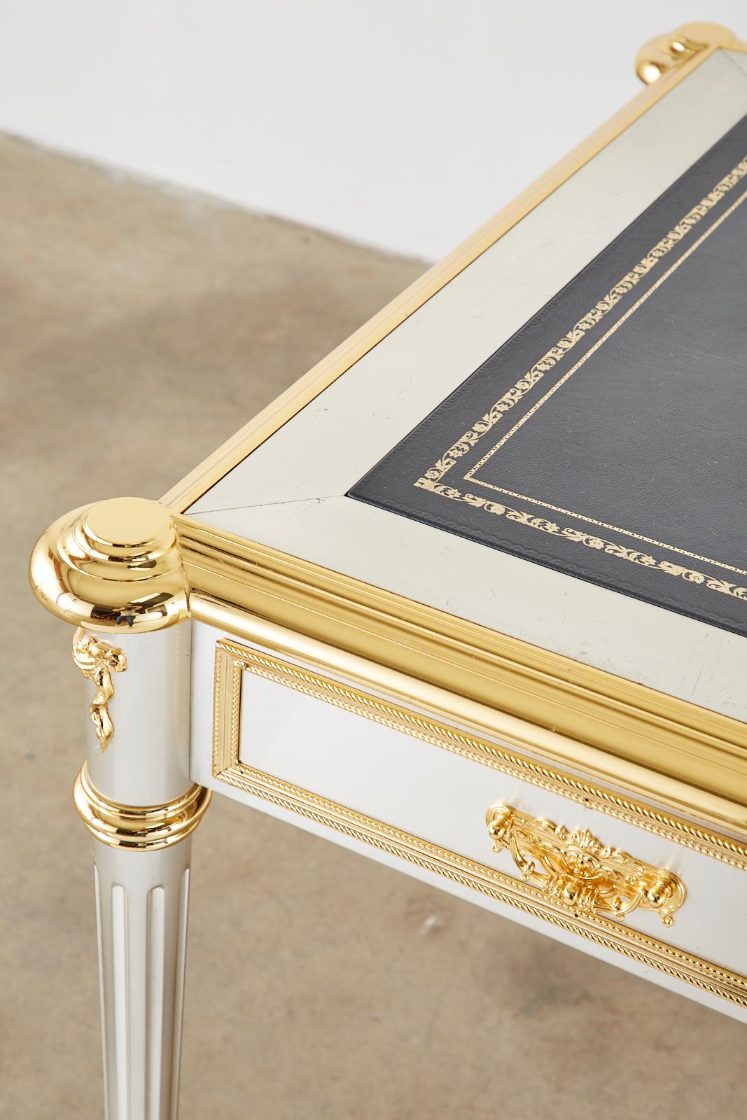 John Vesey Neoklassischer Schreibtisch aus Edelstahl und Bronze im Angebot 4