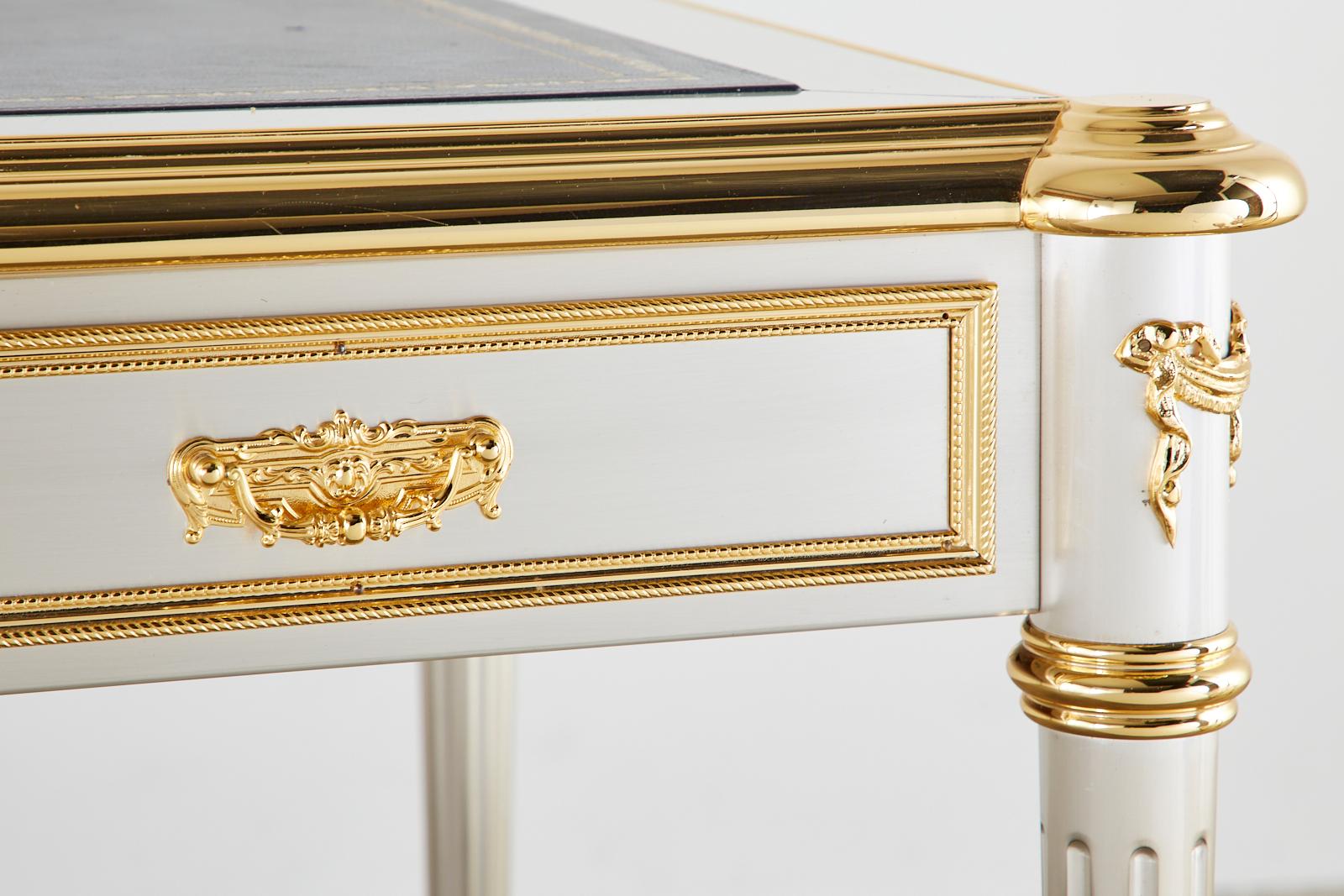 John Vesey Neoklassischer Schreibtisch aus Edelstahl und Bronze im Angebot 6