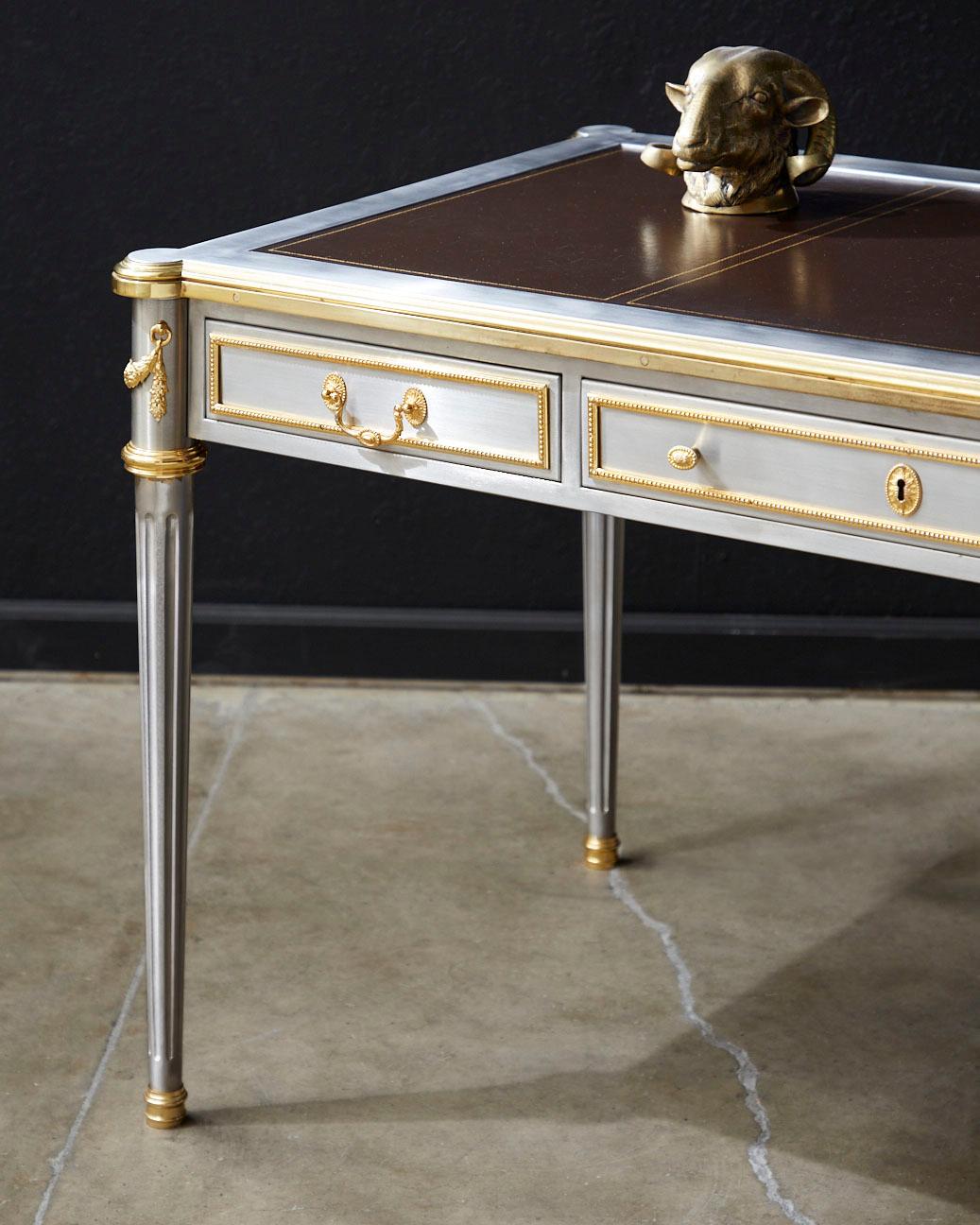 American John Vesey Stainless Steel Bronze Neoclassical Desk