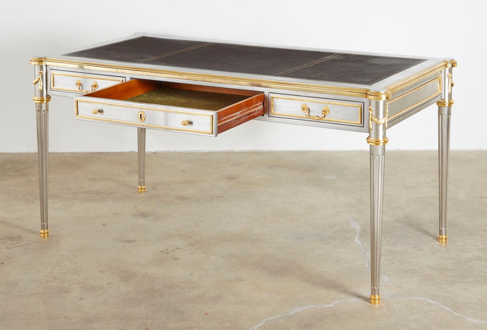 Hand-Crafted John Vesey Stainless Steel Bronze Neoclassical Desk