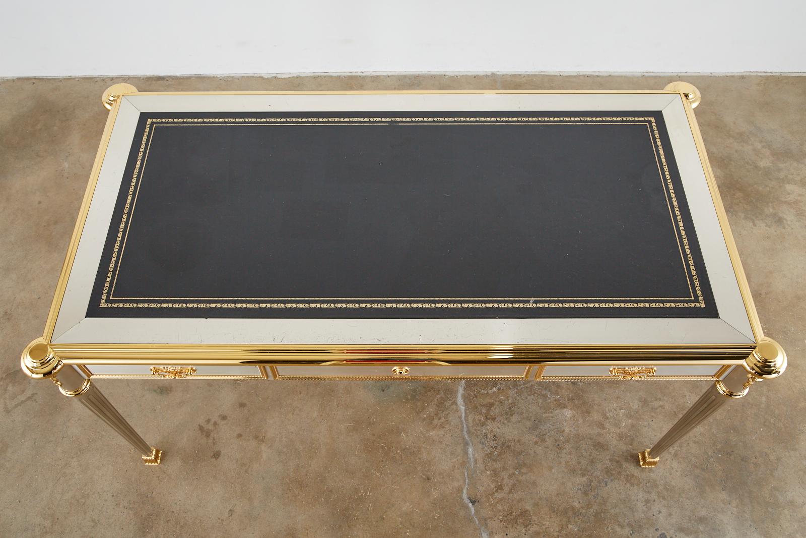 John Vesey Stainless Steel Bronze Neoclassical Desk In Good Condition For Sale In Rio Vista, CA