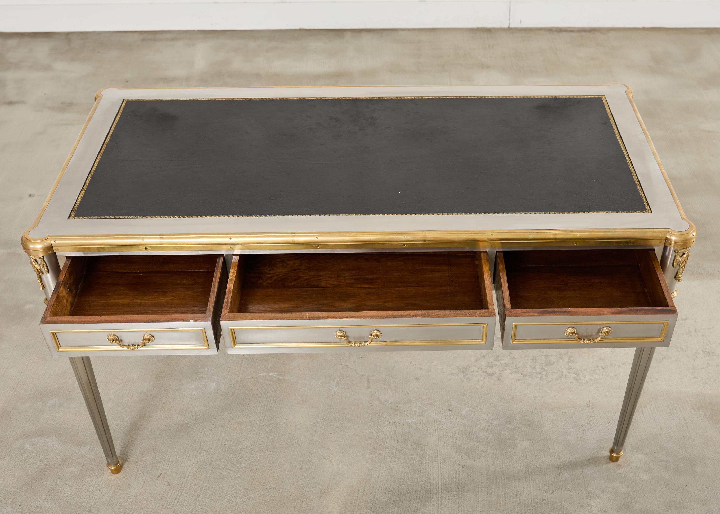 John Vesey Steel Bronze Neoclassical Style Library Table Desk For Sale 3