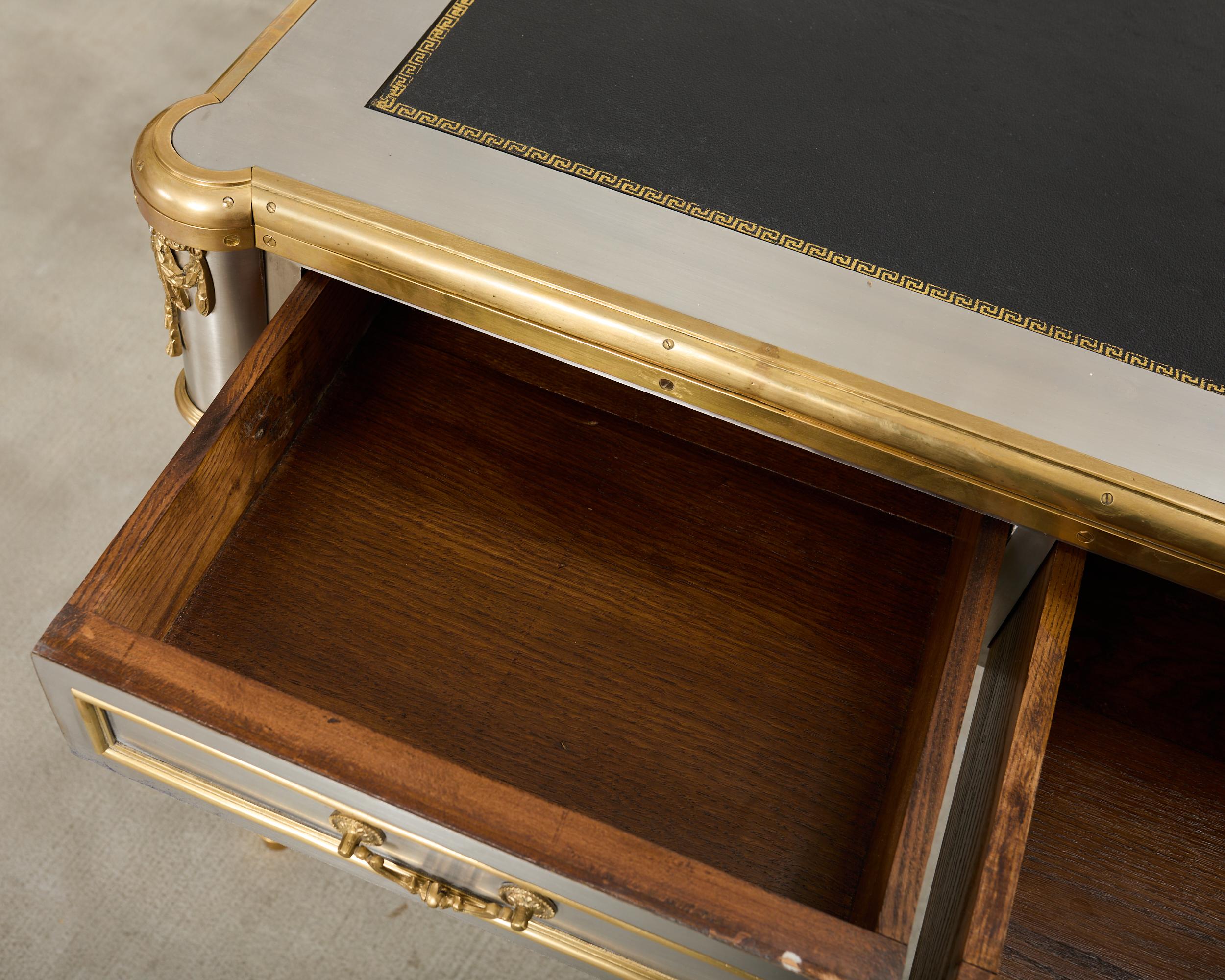 John Vesey Steel Bronze Neoclassical Style Library Table Desk For Sale 4